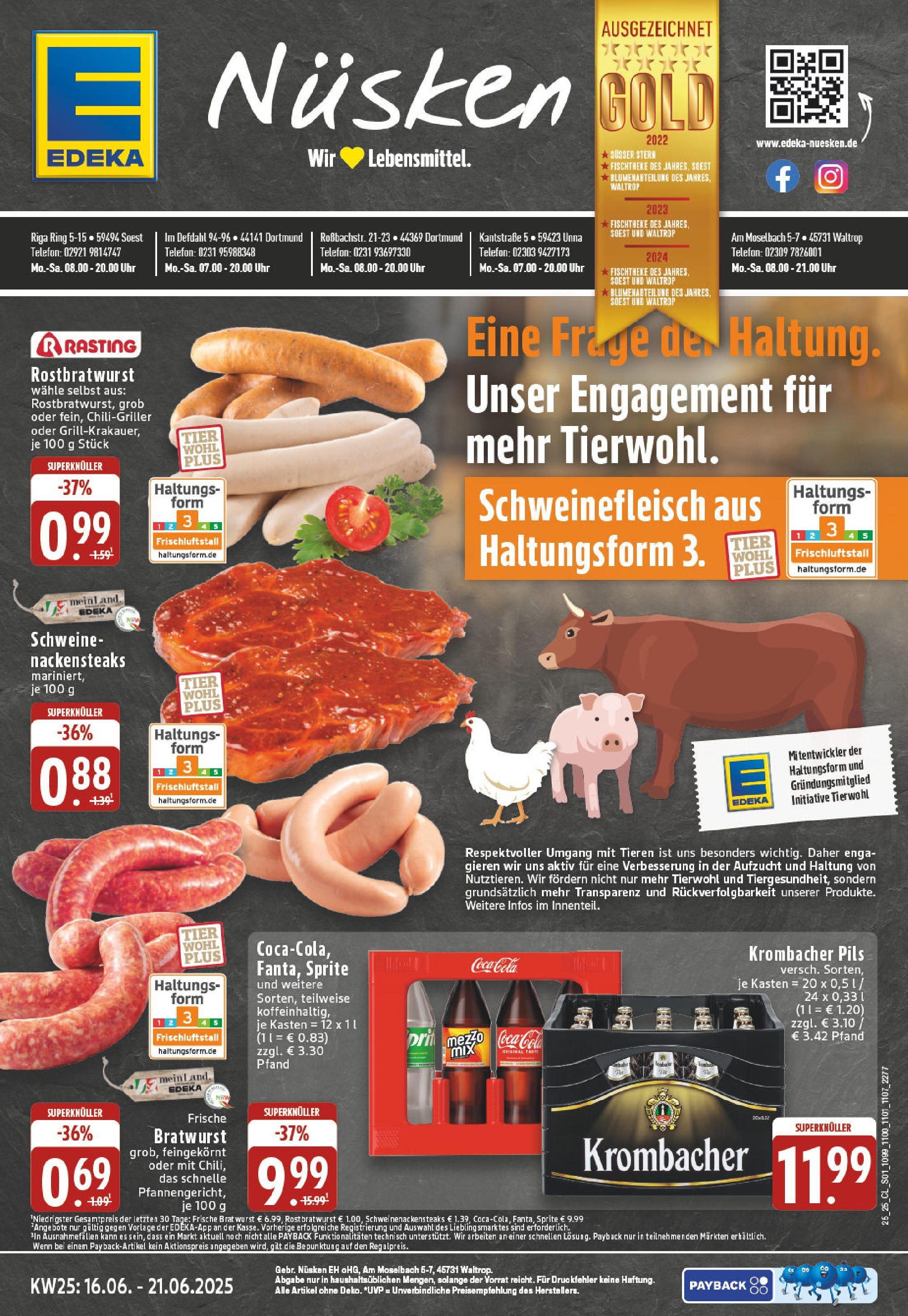 EDEKA Prospekt ab 15.06.2025 - Prospekt Soest Online Vorschau von dem Prospekt des Geschäftes Edeka, gültig ab dem 15.06.2025