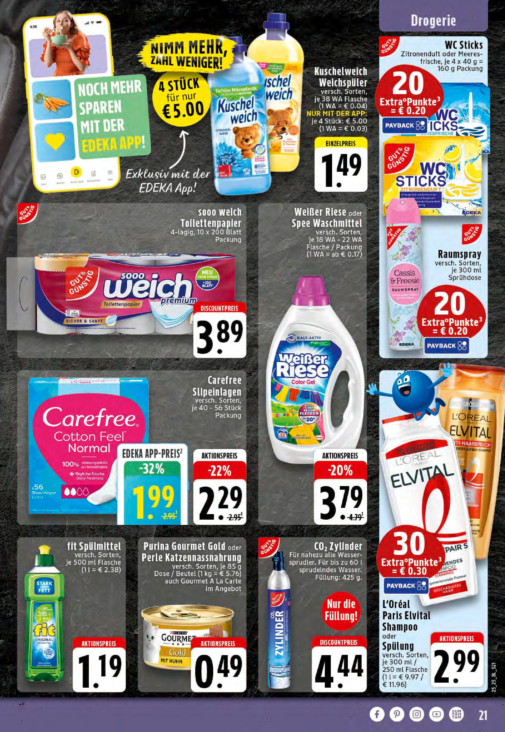 Edeka prospekt Stolberg	 (ab 15.06.2025) » Angebote Online | Seite: 21 | Produkte: Kuschelweich, Wasser, Waschmittel, Purina gourmet gold