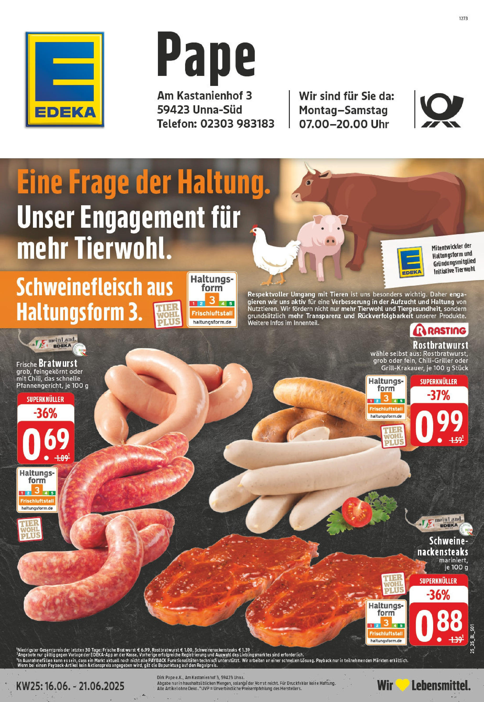 EDEKA Prospekt ab 15.06.2025 - Prospekt Unna Online Vorschau von dem Prospekt des Geschäftes Edeka, gültig ab dem 15.06.2025