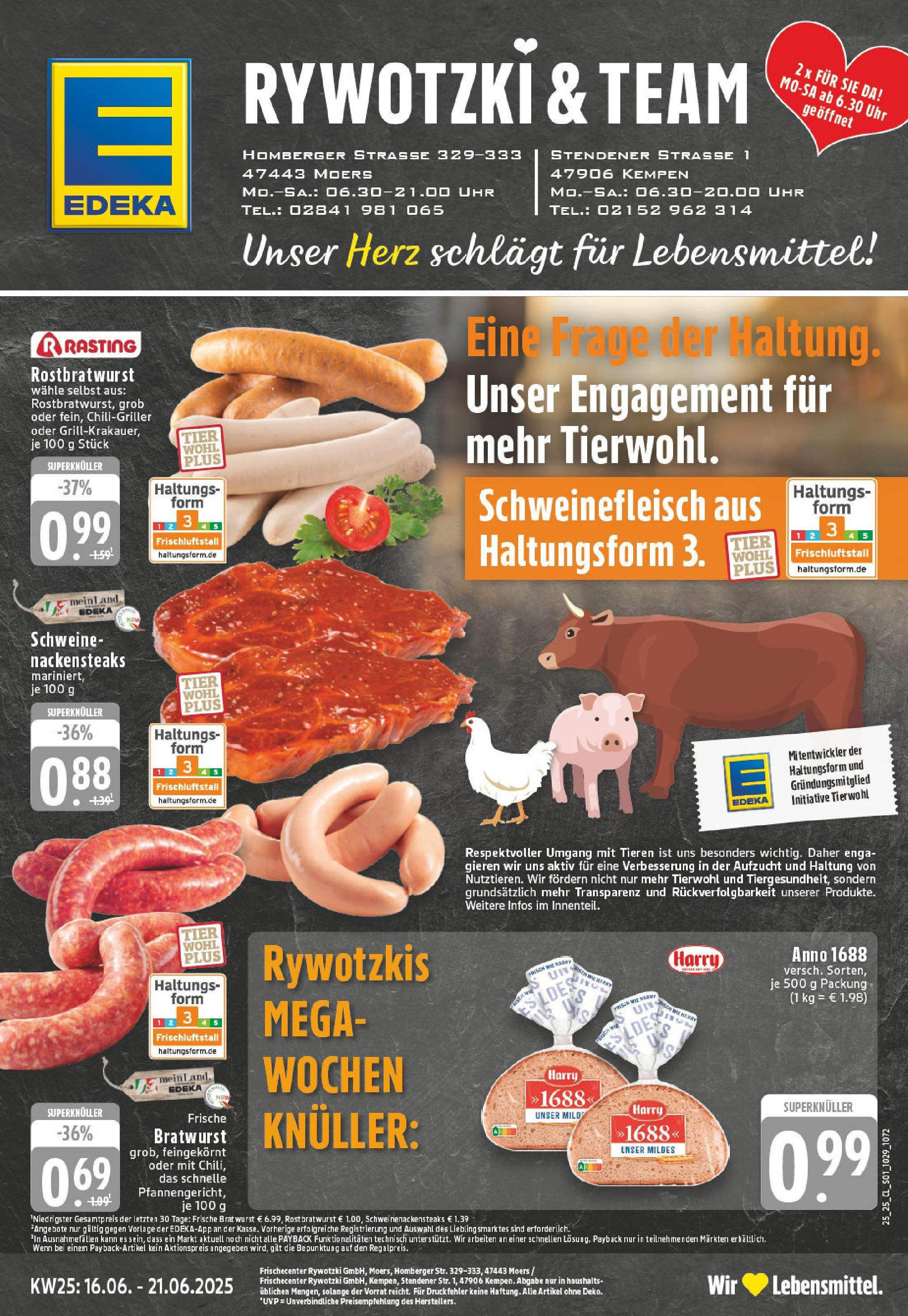 EDEKA Prospekt ab 15.06.2025 - Prospekt Moers Online Vorschau von dem Prospekt des Geschäftes Edeka, gültig ab dem 15.06.2025