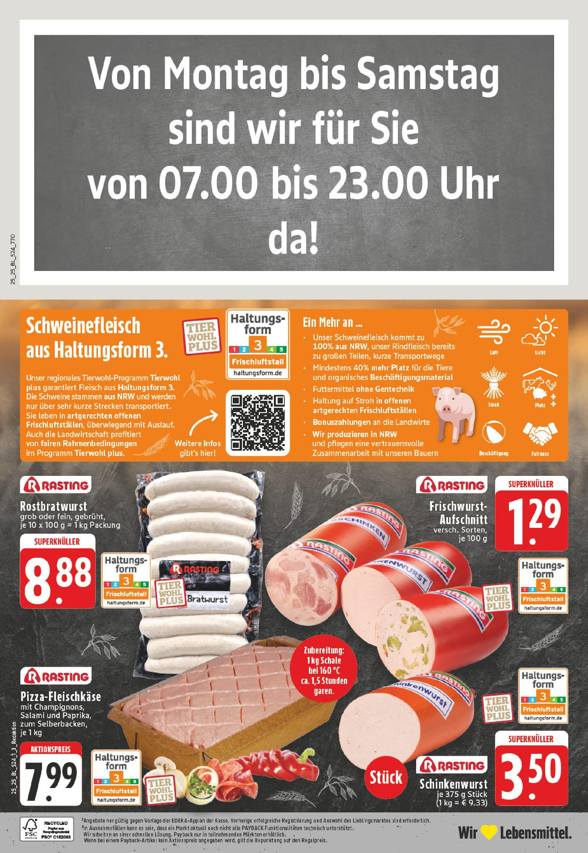 Edeka prospekt Düsseldorf	 (ab 15.06.2025) » Angebote Online | Seite: 24 | Produkte: Bratwurst, Schweinefleisch, Rindfleisch, Fleisch