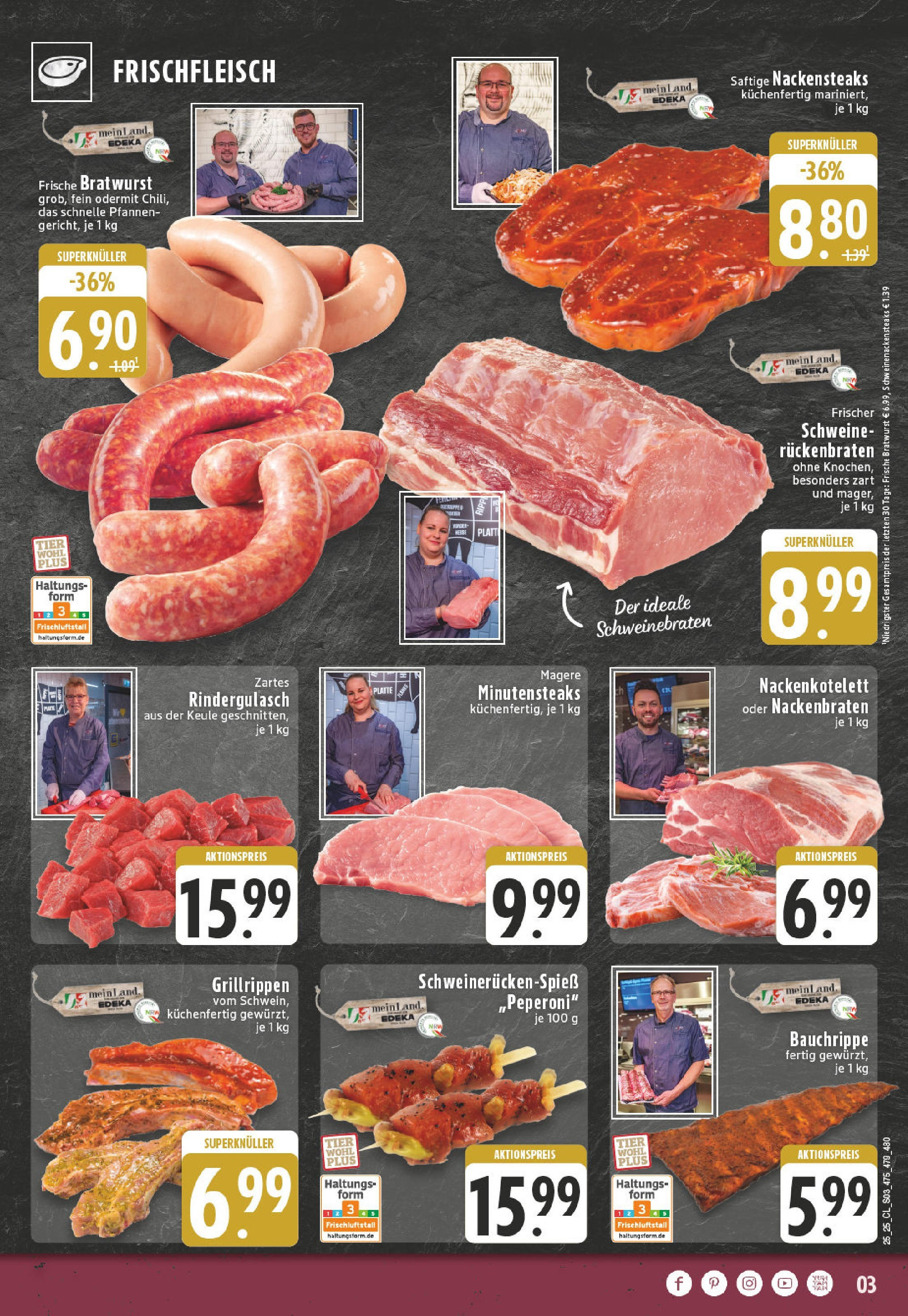 Edeka prospekt Hamminkeln -Mehrhoog	 (ab 15.06.2025) » Angebote Online | Seite: 3 | Produkte: Nackensteaks, Rindergulasch, Bratwurst, Steak