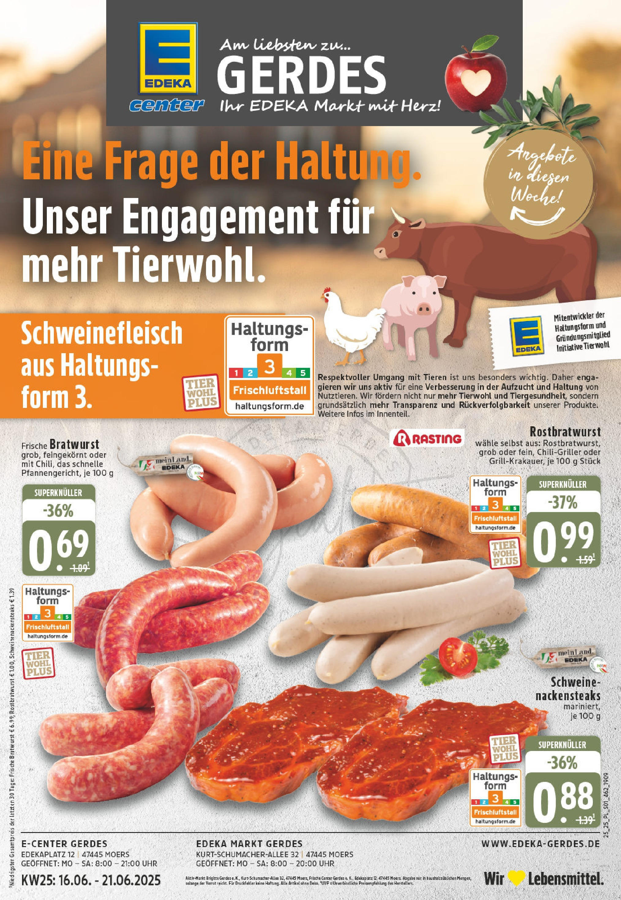 EDEKA Prospekt ab 15.06.2025 - Prospekt Moers-Rheinkamp Online Vorschau von dem Prospekt des Geschäftes Edeka, gültig ab dem 15.06.2025