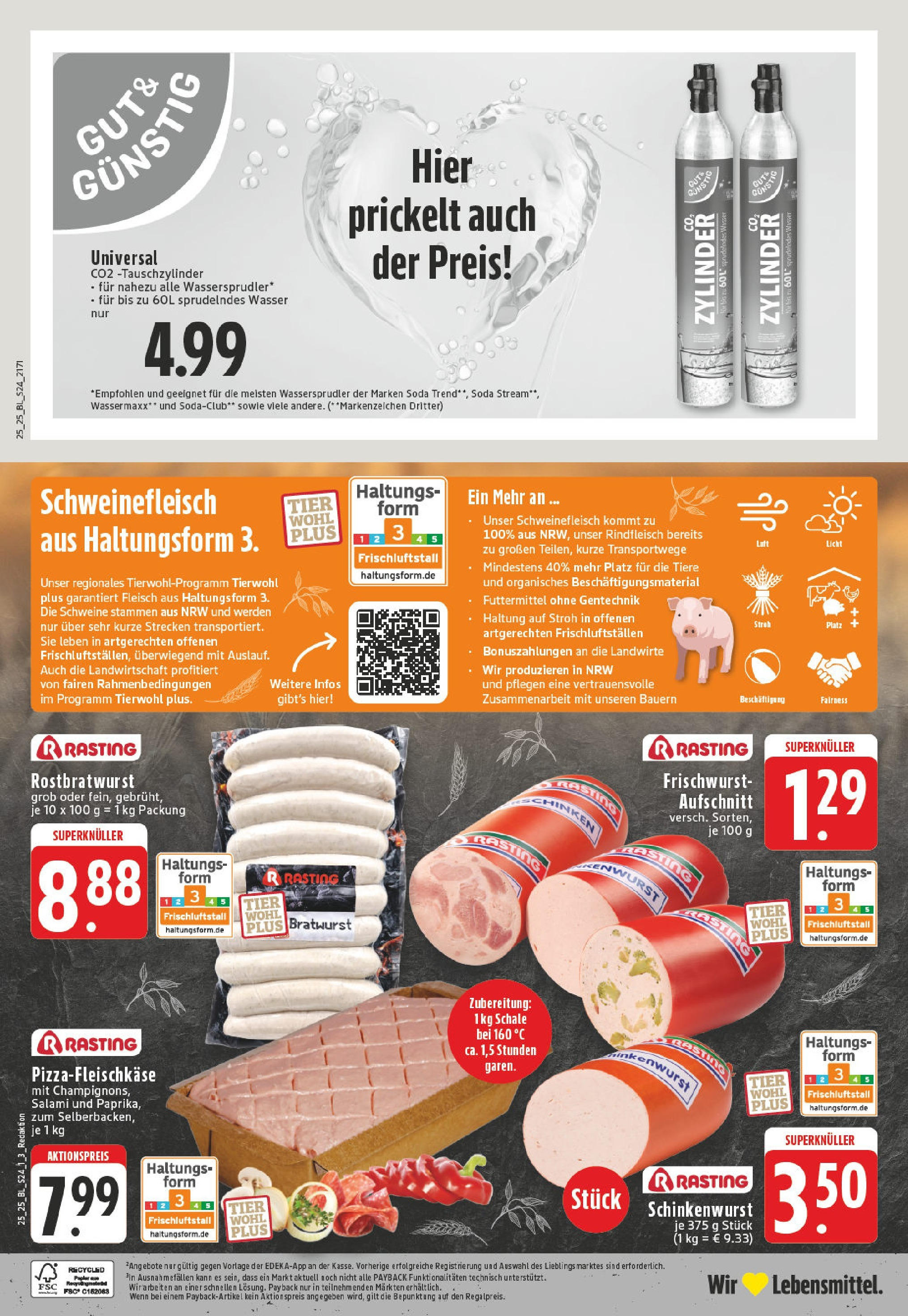 Edeka prospekt Wermelskirchen	 (ab 15.06.2025) » Angebote Online | Seite: 24 | Produkte: Bratwurst, Wasser, Schweinefleisch, Fleisch