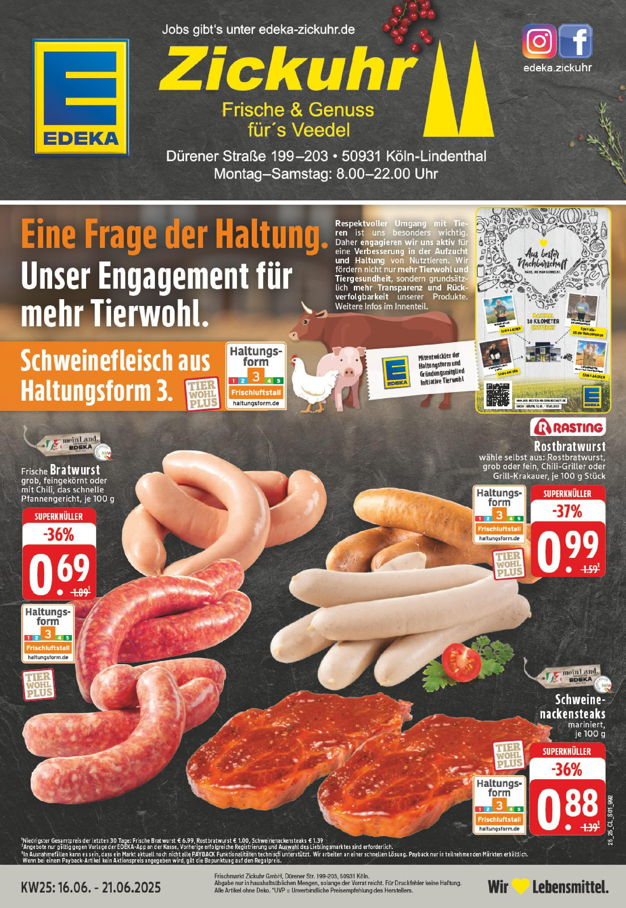 EDEKA Prospekt ab 15.06.2025 - Prospekt Köln-Lindenthal Online Vorschau von dem Prospekt des Geschäftes Edeka, gültig ab dem 15.06.2025