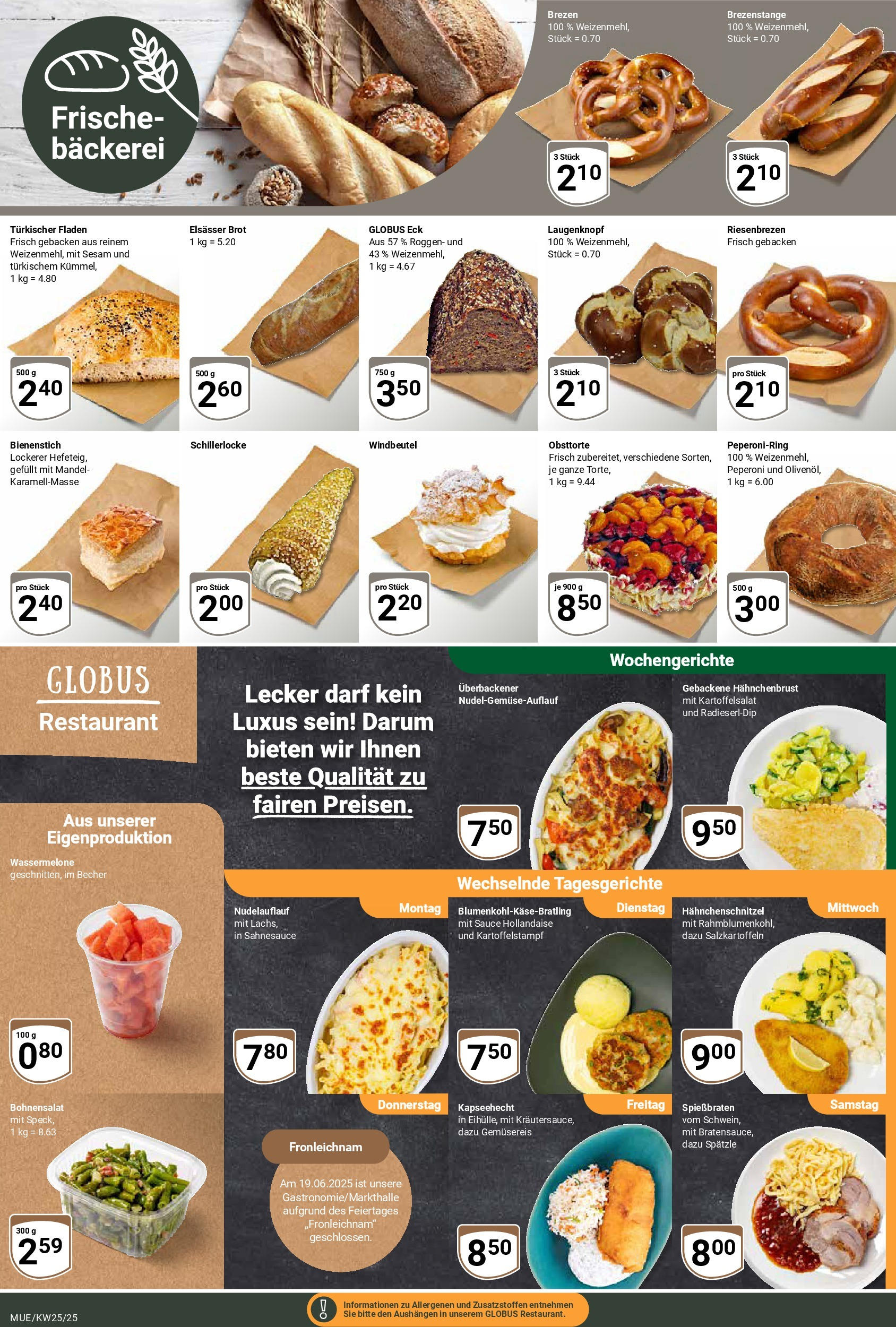 Globus prospekt Mühldorf	 (ab 15.06.2025) » Angebote online | Seite: 6 | Produkte: Bäckerei, Schnitzel, Wassermelone, Hahnchenbrust