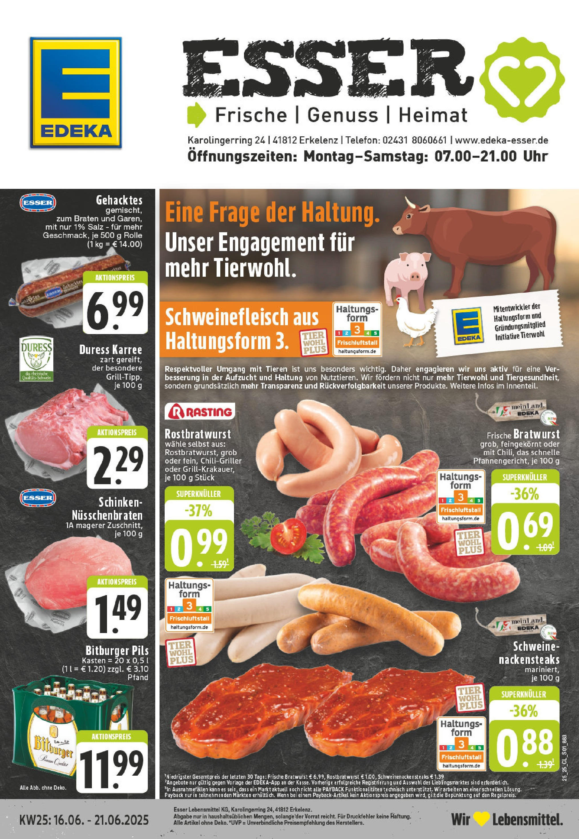 EDEKA Prospekt ab 15.06.2025 - Prospekt Erkelenz Online Vorschau von dem Prospekt des Geschäftes Edeka, gültig ab dem 15.06.2025