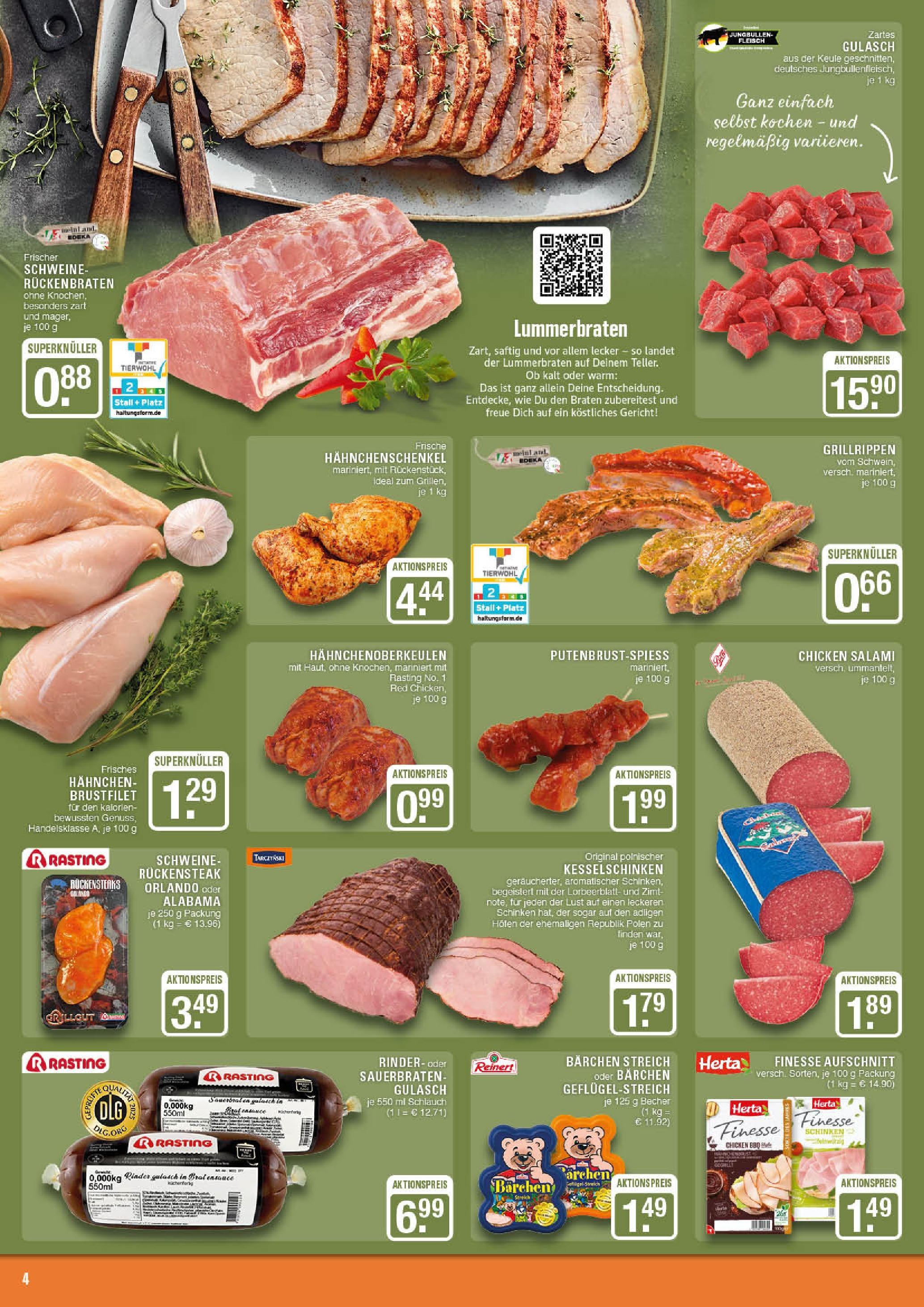 Edeka prospekt Marl	 (ab 15.06.2025) » Angebote Online | Seite: 4 | Produkte: Hahnchen, Hahnchenschenkel, Gulasch, Fleisch