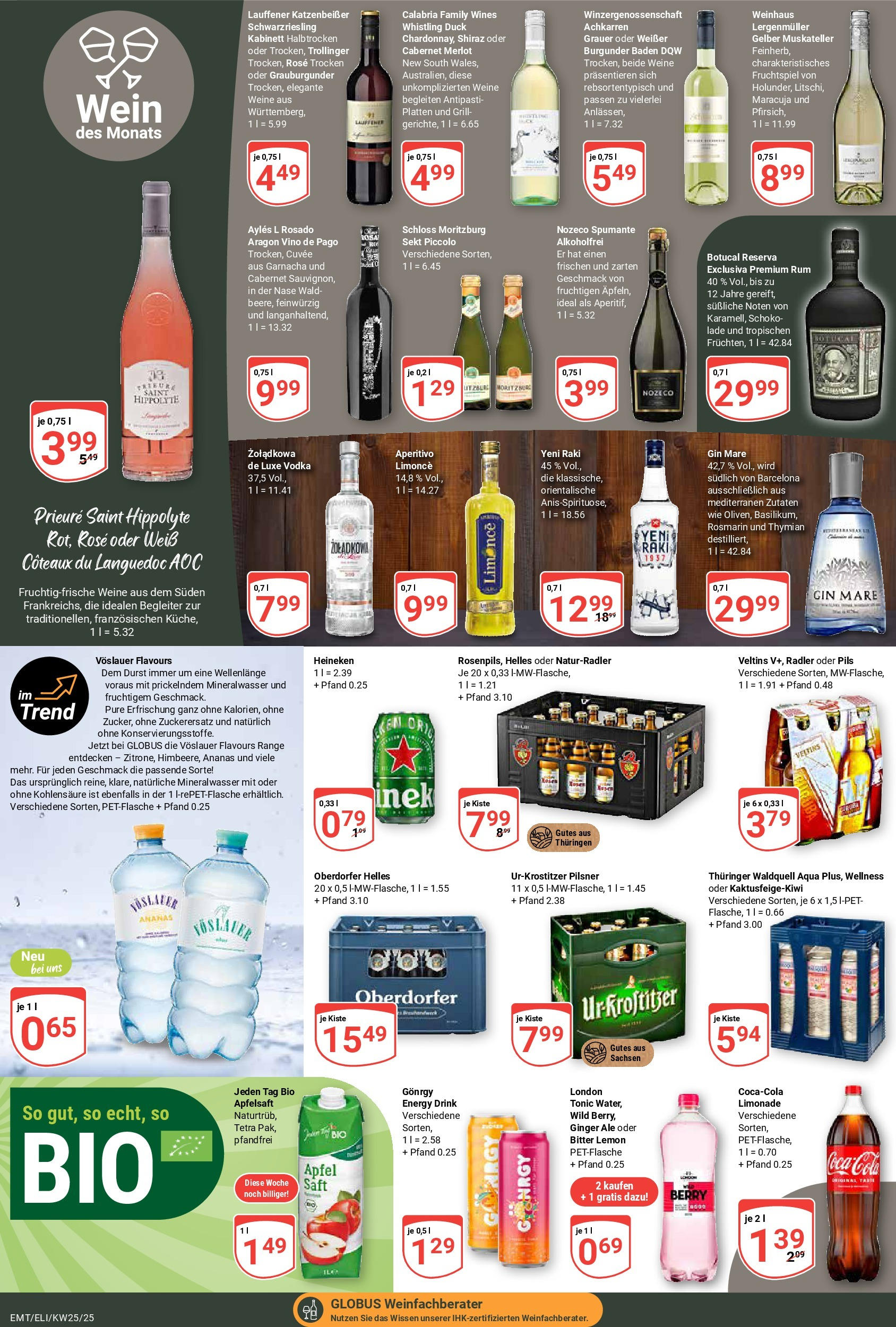 Globus prospekt Mittelhausen	 (ab 15.06.2025) » Angebote online | Seite: 20 | Produkte: Sekt, Küche, Mineralwasser, Vodka