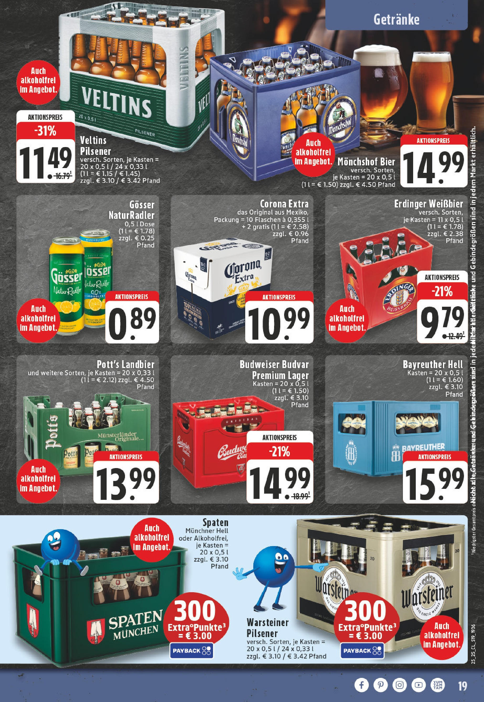 Edeka prospekt Ahaus	 (ab 15.06.2025) » Angebote Online | Seite: 19 | Produkte: Bayreuther hell, Monchshof, Weißbier, Radler