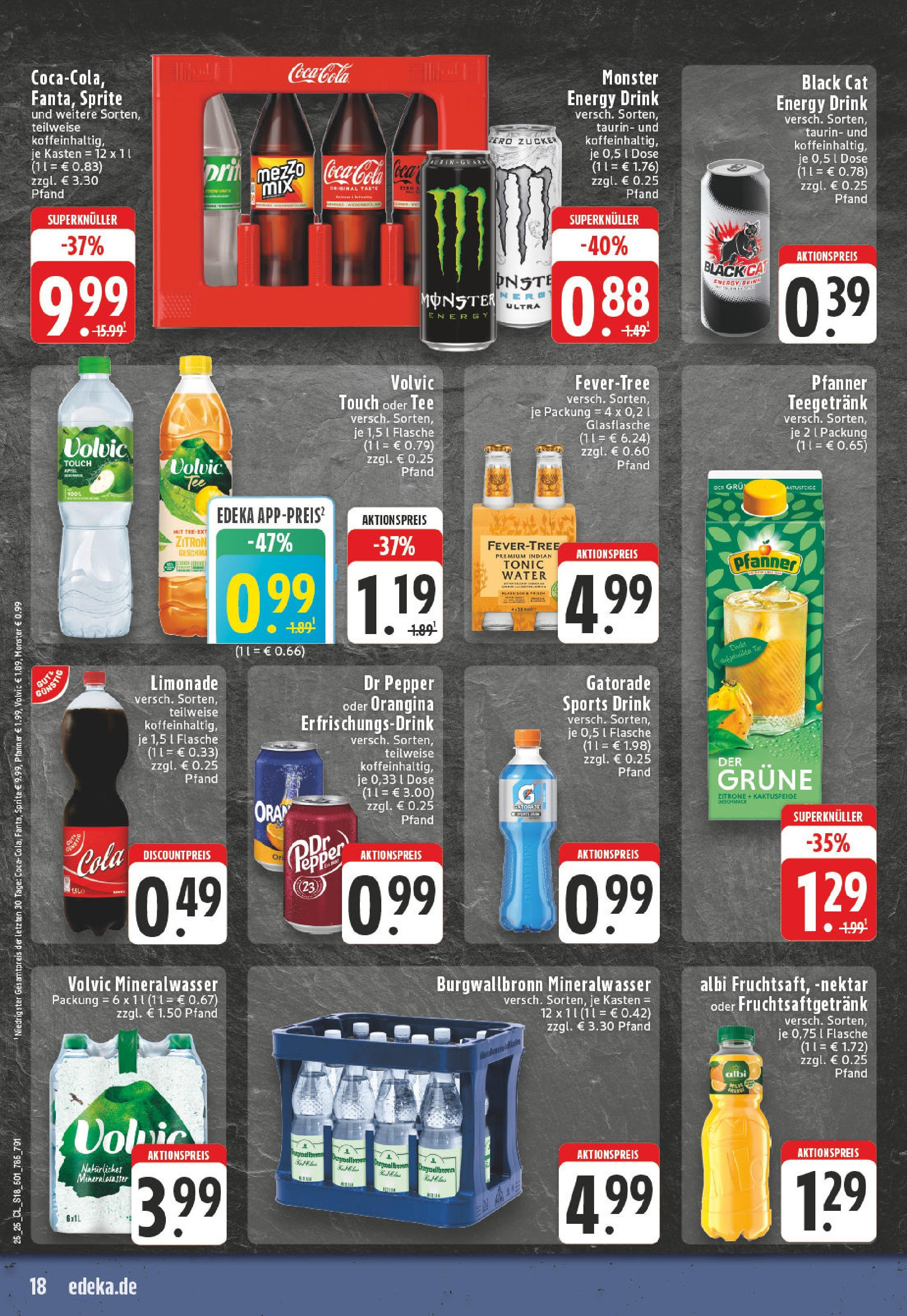 Edeka prospekt Lohmar	 (ab 15.06.2025) » Angebote Online | Seite: 18 | Produkte: Cola, Volvic touch, Monster, Tee