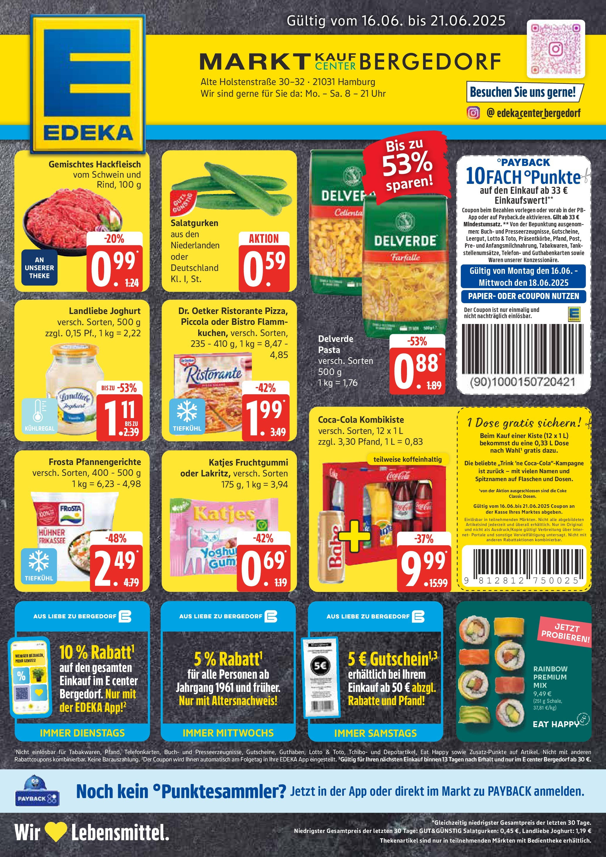 Edeka prospekt Hamburg	 (ab 15.06.2025) » Angebote Online | Seite: 1 | Produkte: Joghurt, Pasta, Uhr, Hackfleisch