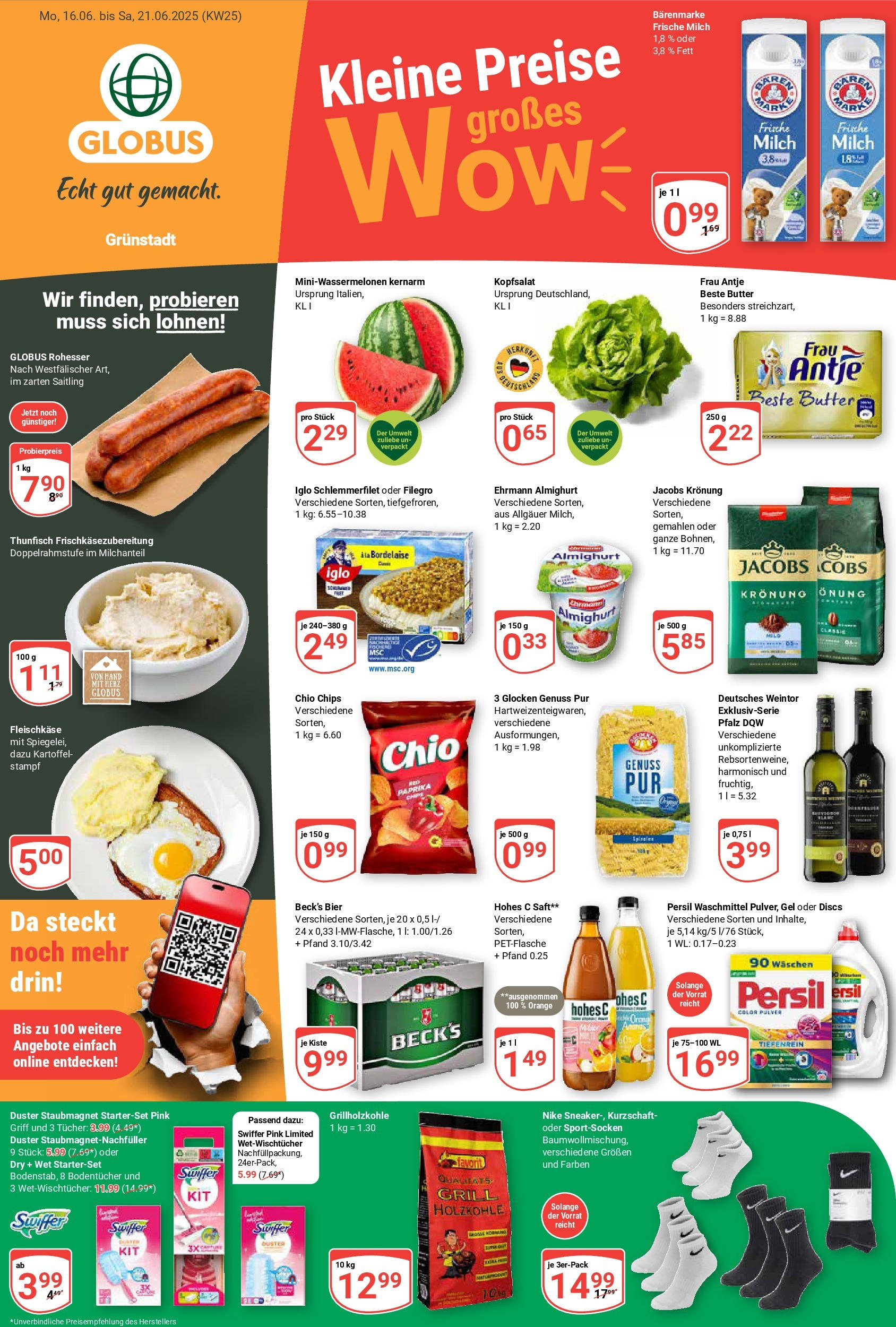 Globus prospekt Grünstadt	 (ab 15.06.2025) » Angebote online | Seite: 1 | Produkte: Milch, Hohes c, Saft, Chips