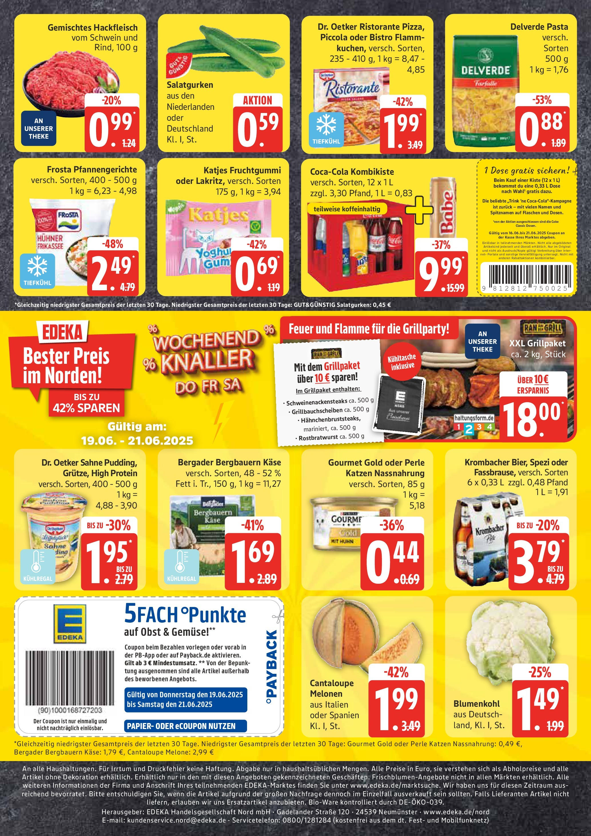 Edeka prospekt Hamburg	 (ab 15.06.2025) » Angebote Online | Seite: 20 | Produkte: Frosta, Obst, Blumenkohl, Fassbrause
