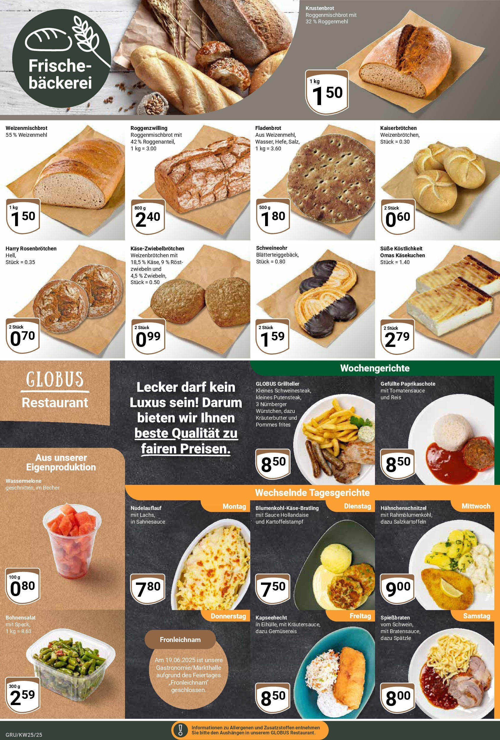 Globus prospekt Grünstadt	 (ab 15.06.2025) » Angebote online | Seite: 5 | Produkte: Bäckerei, Kräuterbutter, Schnitzel, Zwiebeln