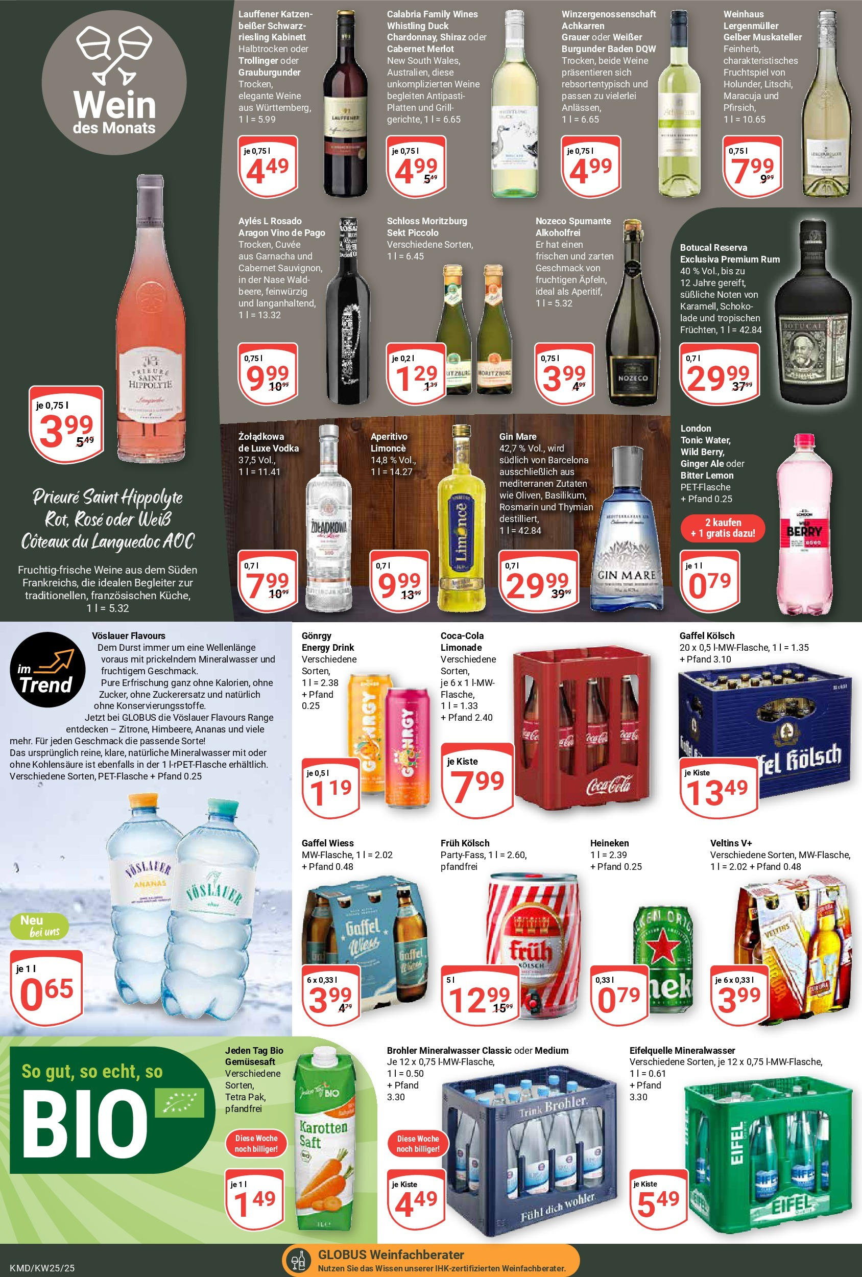Globus prospekt Köln	 (ab 15.06.2025) » Angebote online | Seite: 18 | Produkte: Schokolade, Rum, Mineralwasser, Saft
