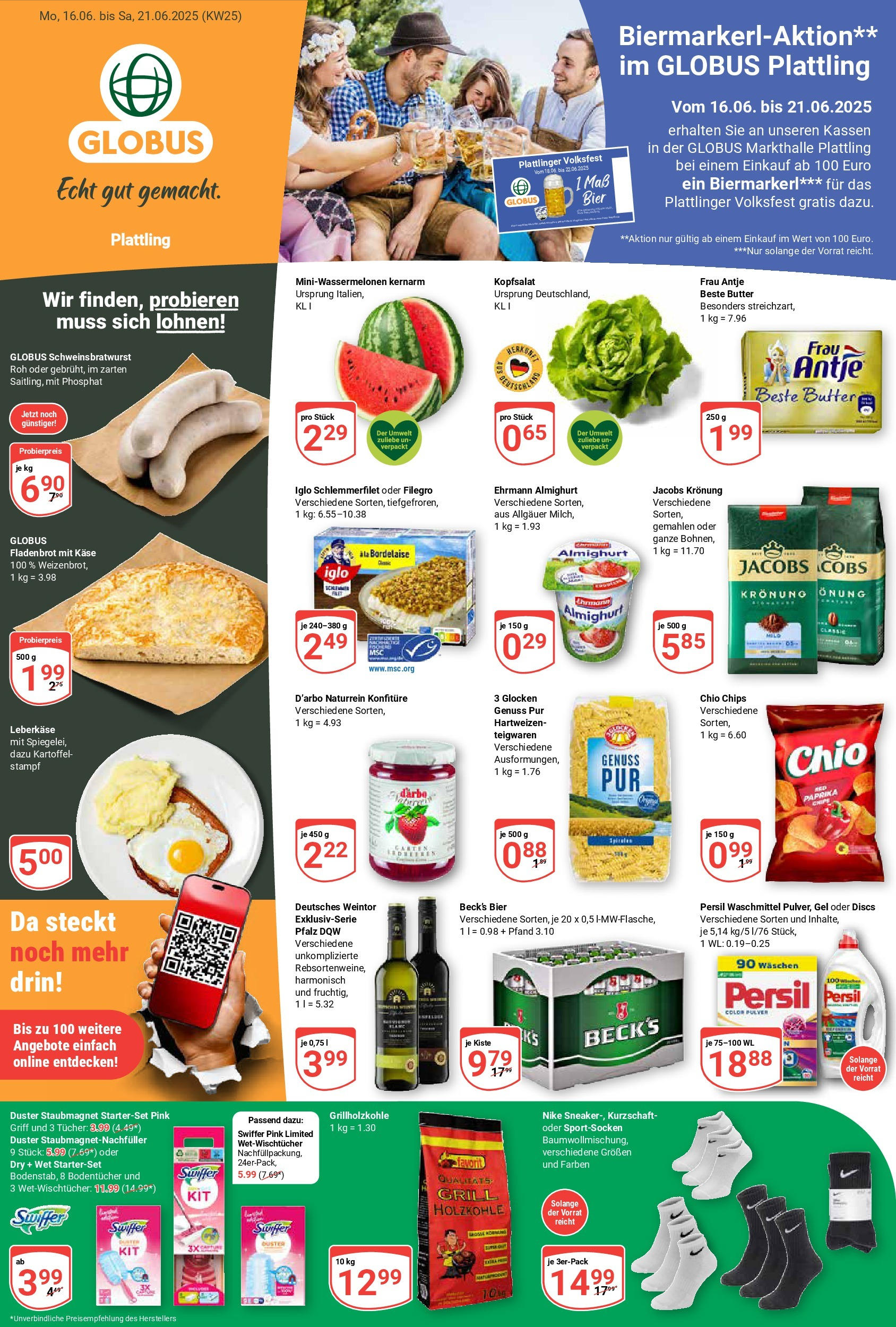 Globus prospekt Plattling	 (ab 15.06.2025) » Angebote online | Seite: 1 | Produkte: Grill, Butter, Waschmittel, Swiffer
