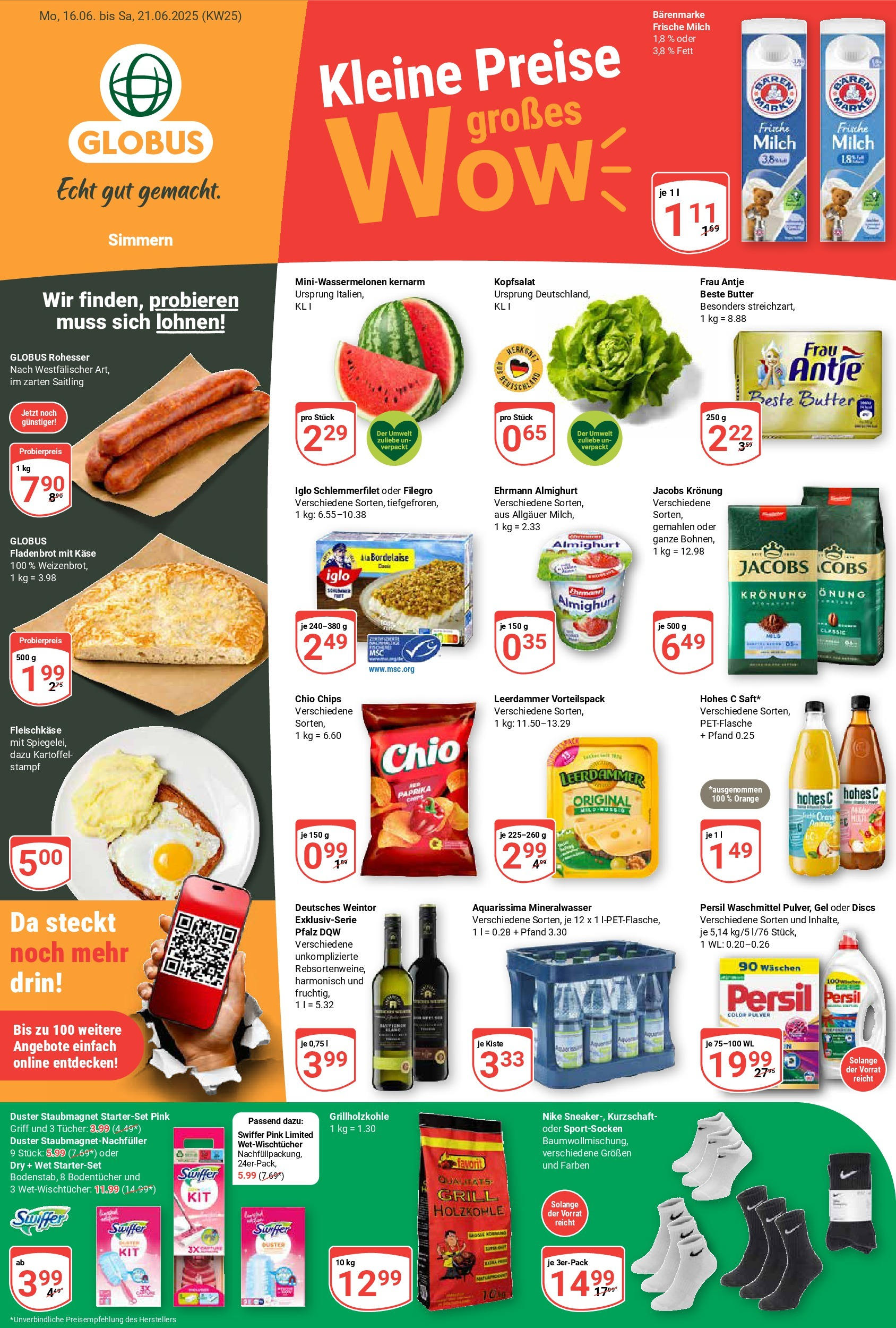 Globus prospekt Simmern	 (ab 15.06.2025) » Angebote online | Seite: 1 | Produkte: Ehrmann almighurt, Butter, Käse, Mineralwasser