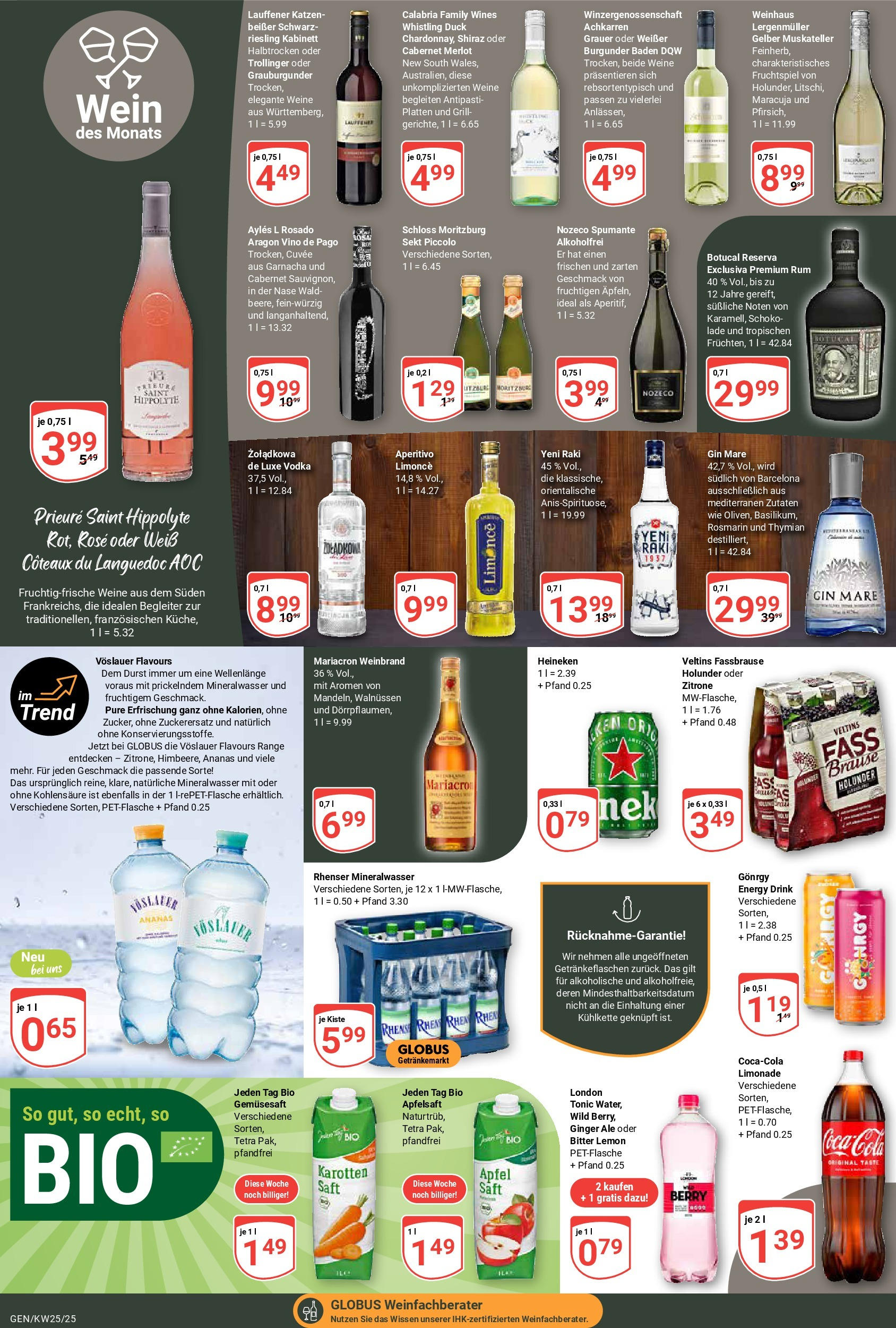 Globus prospekt Gensingen	 (ab 15.06.2025) » Angebote online | Seite: 16 | Produkte: Rum, Heineken, Zitrone, Saft
