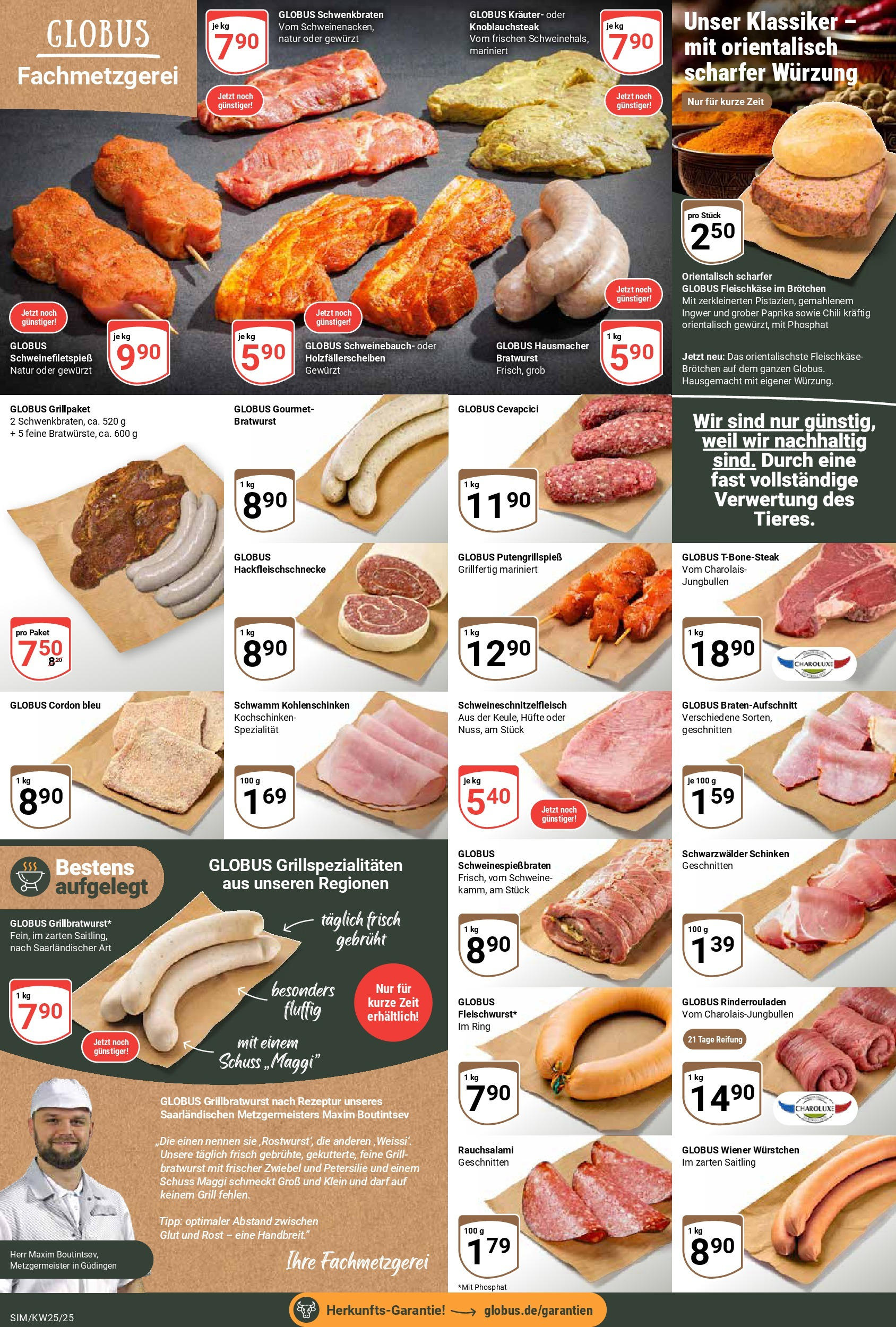 Globus prospekt Simmern	 (ab 15.06.2025) » Angebote online | Seite: 8 | Produkte: Rinderrouladen, Schweinebauch, Salami, Schinken