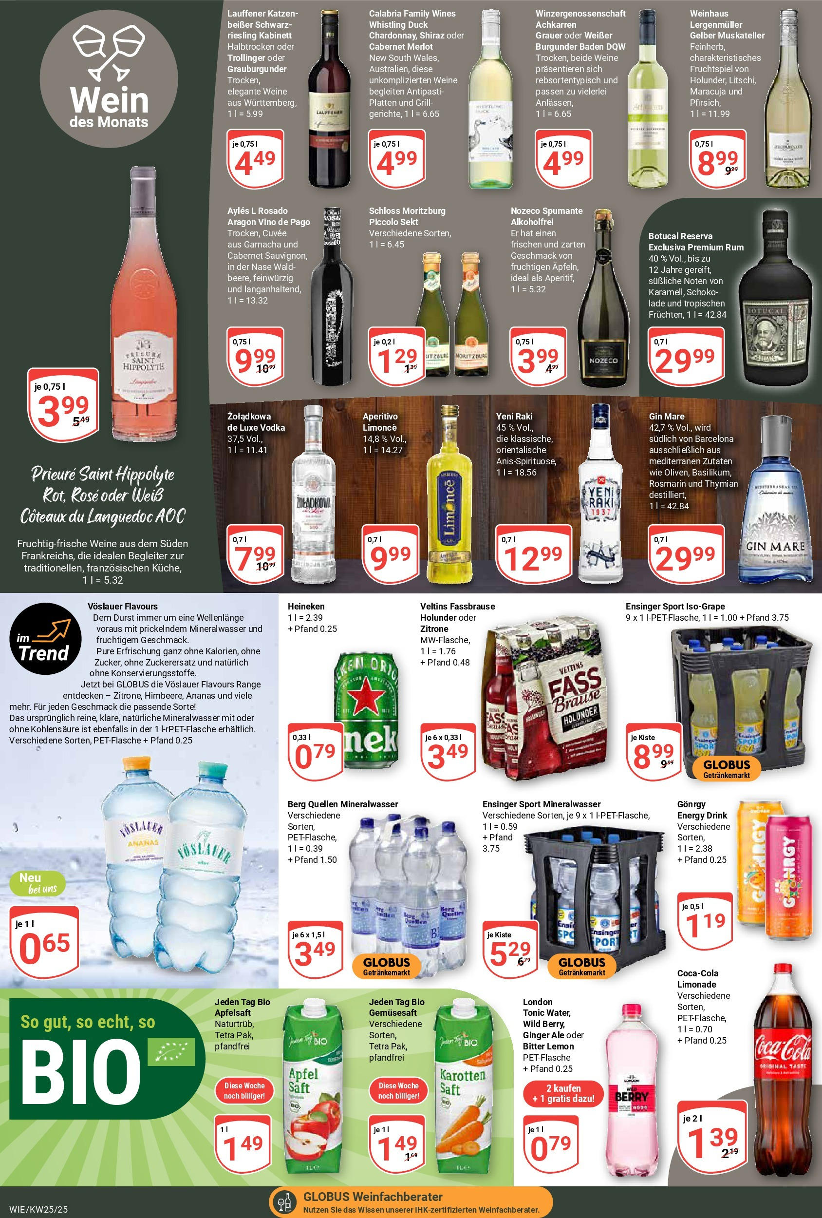 Globus prospekt Waghäusel	 (ab 15.06.2025) » Angebote online | Seite: 15 | Produkte: Coca cola, Merlot, Limonade, Mineralwasser