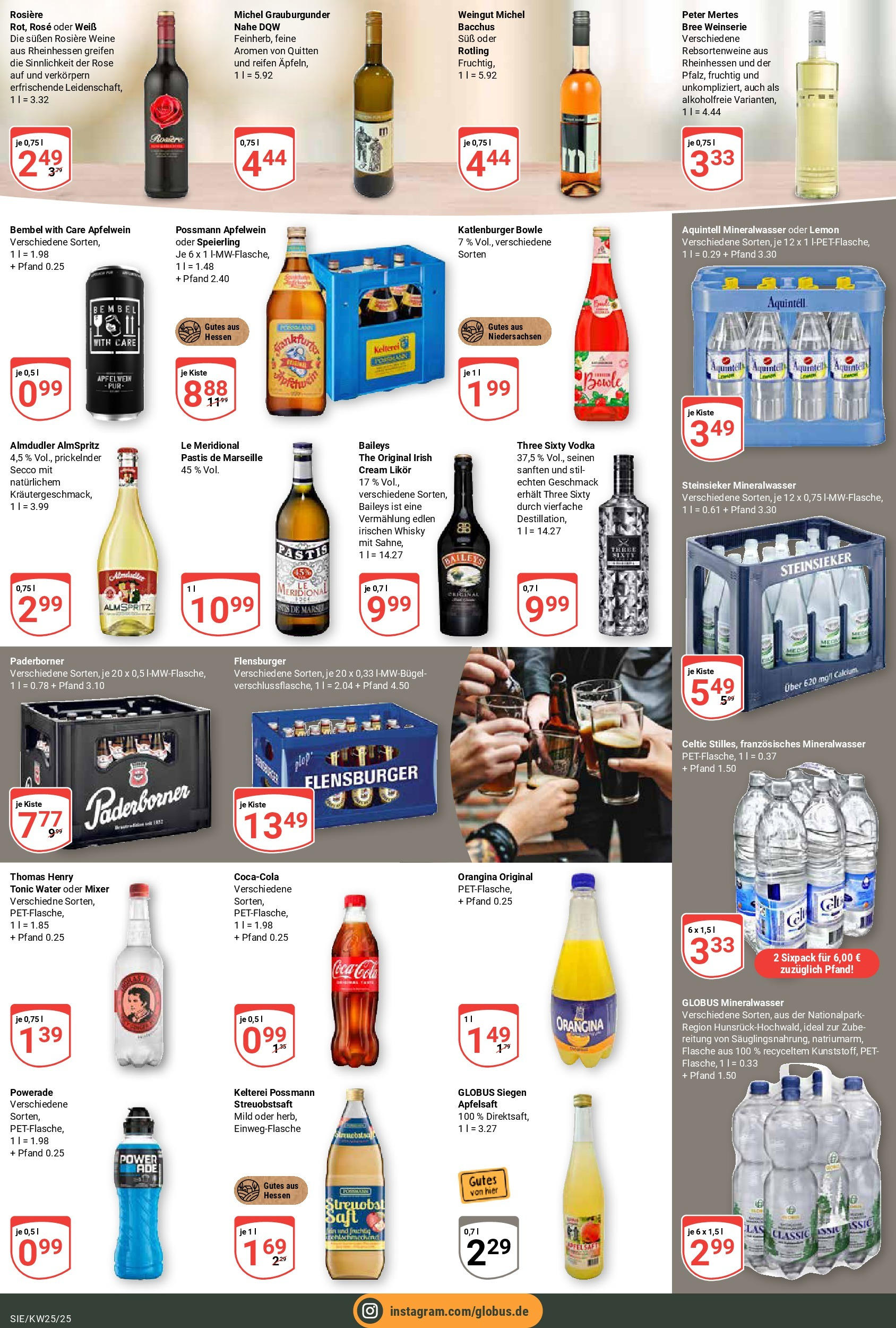 Globus prospekt Siegen	 (ab 15.06.2025) » Angebote online | Seite: 17 | Produkte: Apfelsaft, Flensburger, Baileys, Vodka