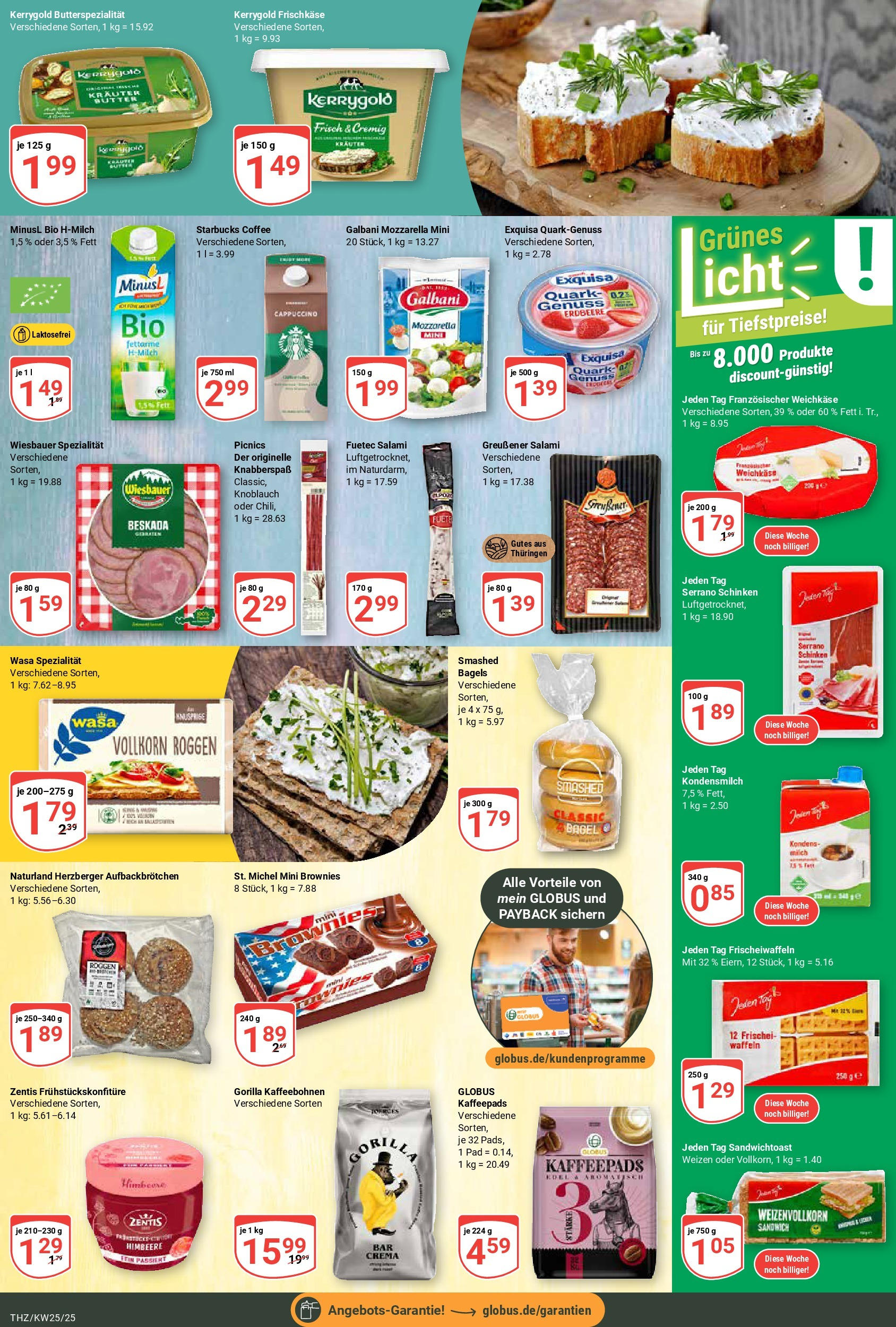 Globus prospekt Zeitz	 (ab 15.06.2025) » Angebote online | Seite: 15 | Produkte: Kaffeepads, Butter, Mozzarella, Serrano schinken
