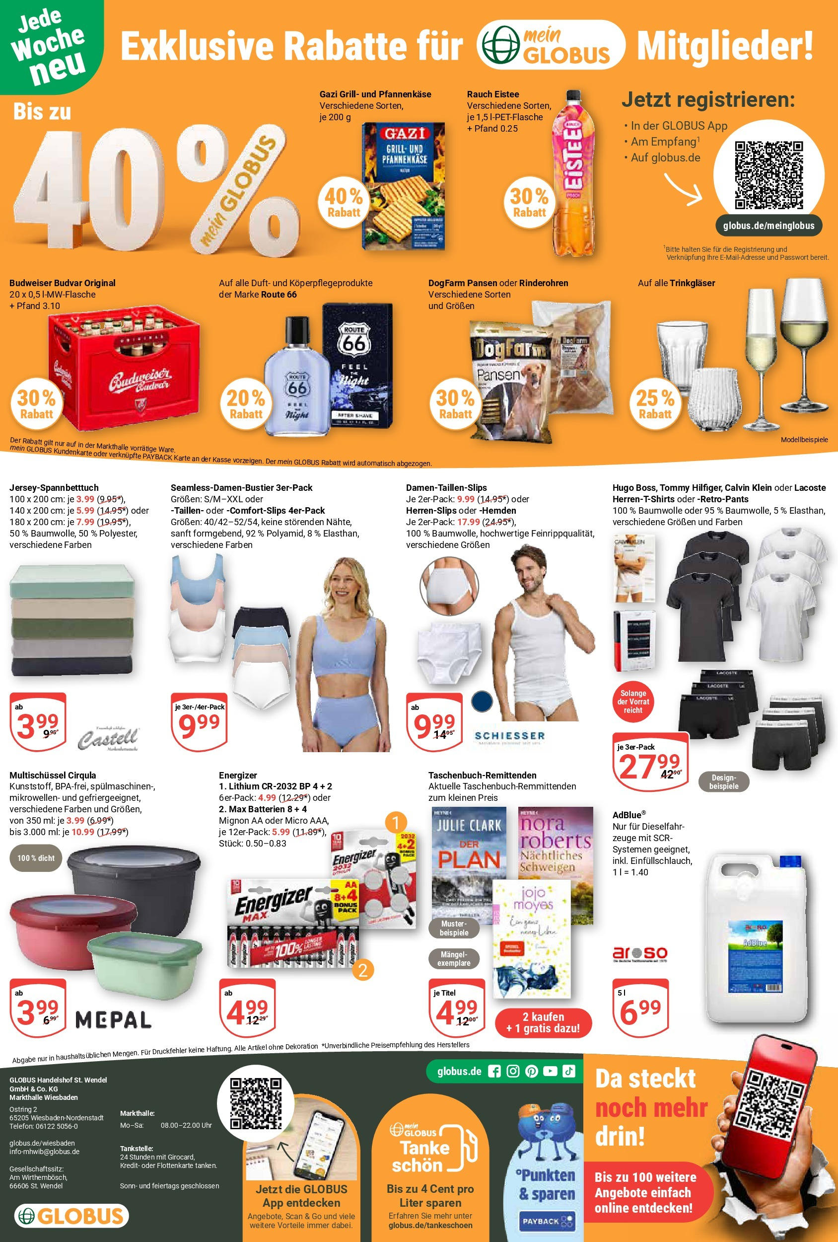 Globus prospekt Wiesbaden-Nordenstadt	 (ab 15.06.2025) » Angebote online | Seite: 22 | Produkte: Batterien, Budweiser, Hugo, Telefon