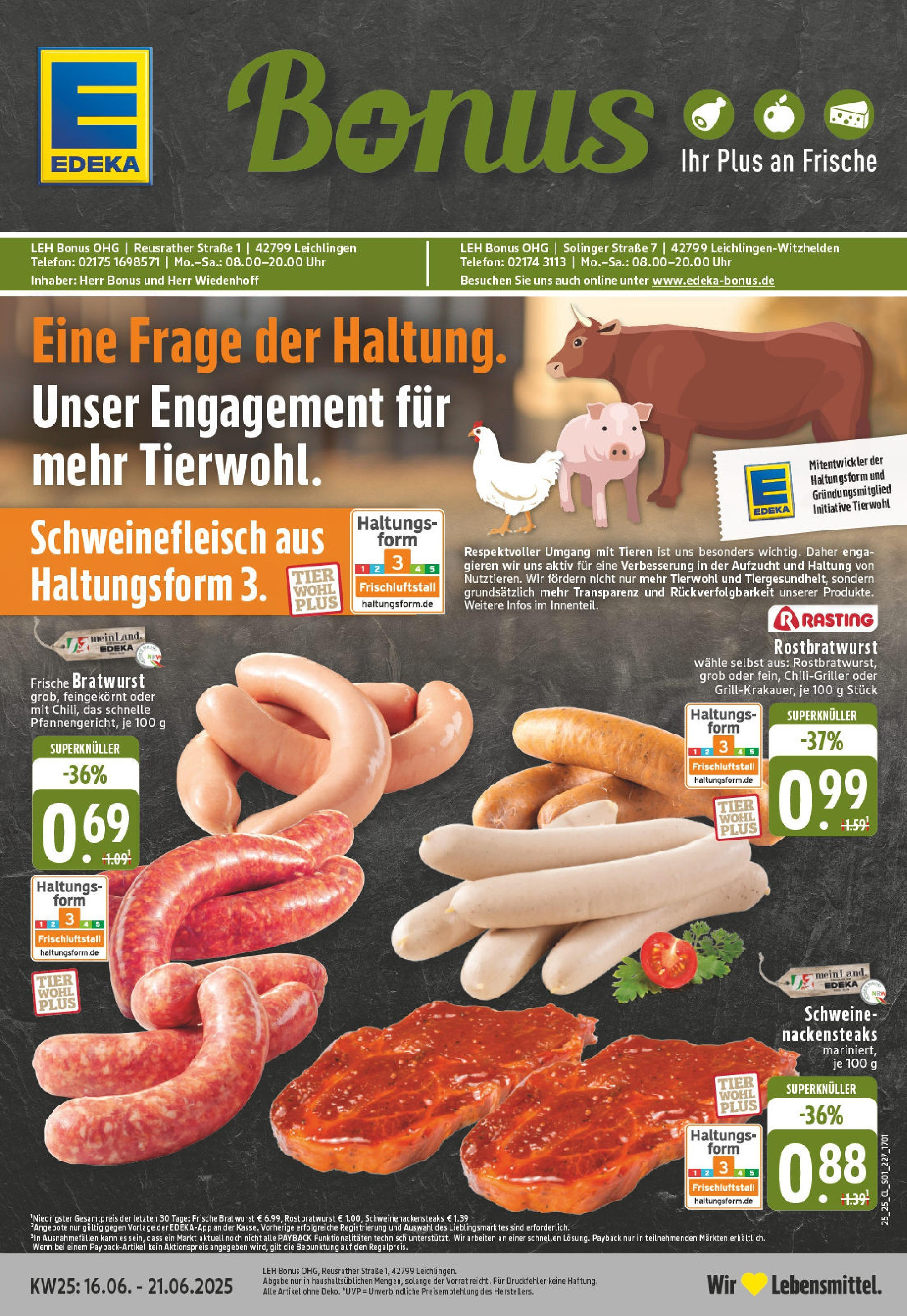 EDEKA Prospekt ab 15.06.2025 - Prospekt Leichlingen Online Vorschau von dem Prospekt des Geschäftes Edeka, gültig ab dem 15.06.2025