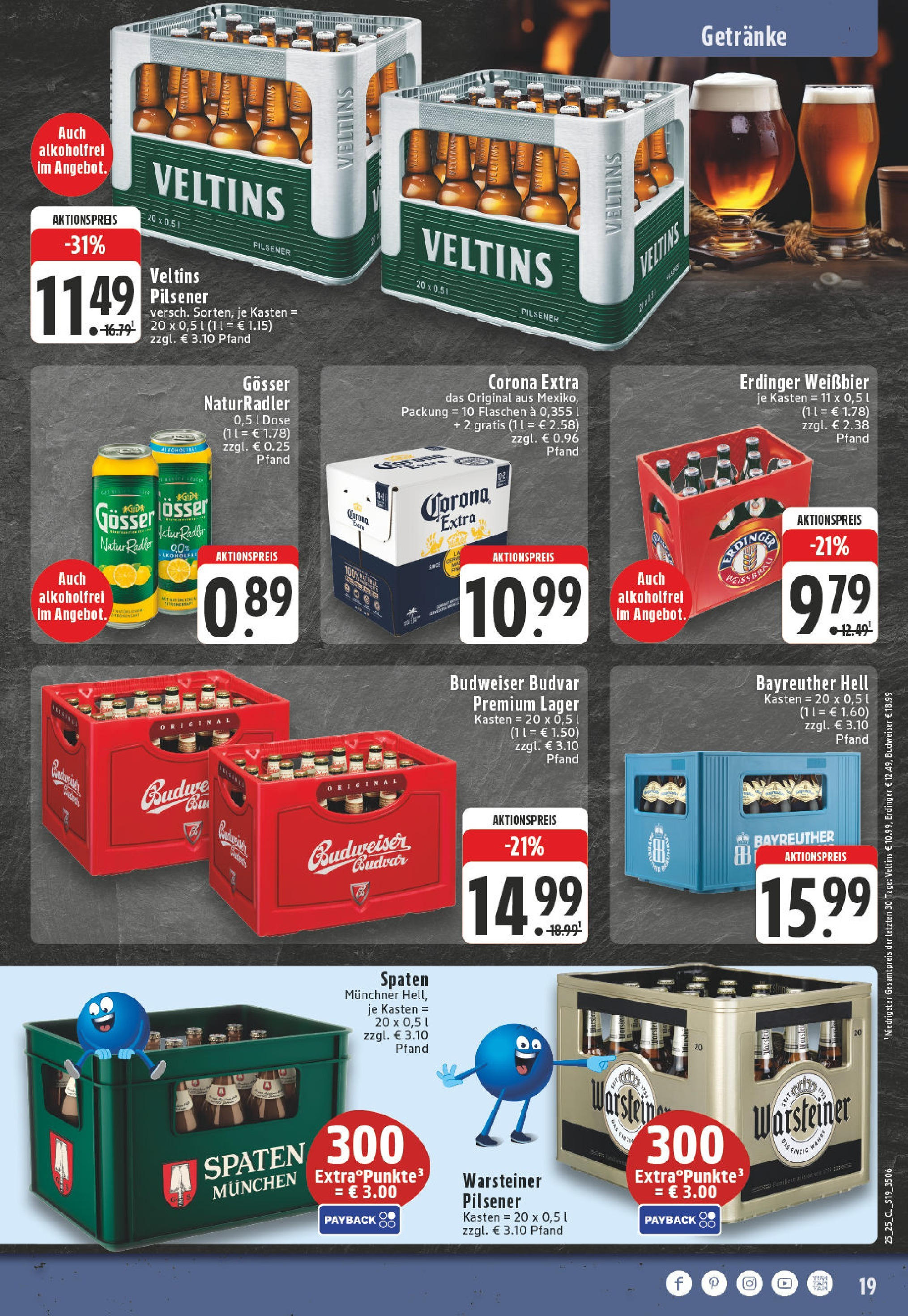 Edeka prospekt Düsseldorf	 (ab 15.06.2025) » Angebote Online | Seite: 19 | Produkte: Erdinger, Weißbier, Warsteiner, Budweiser