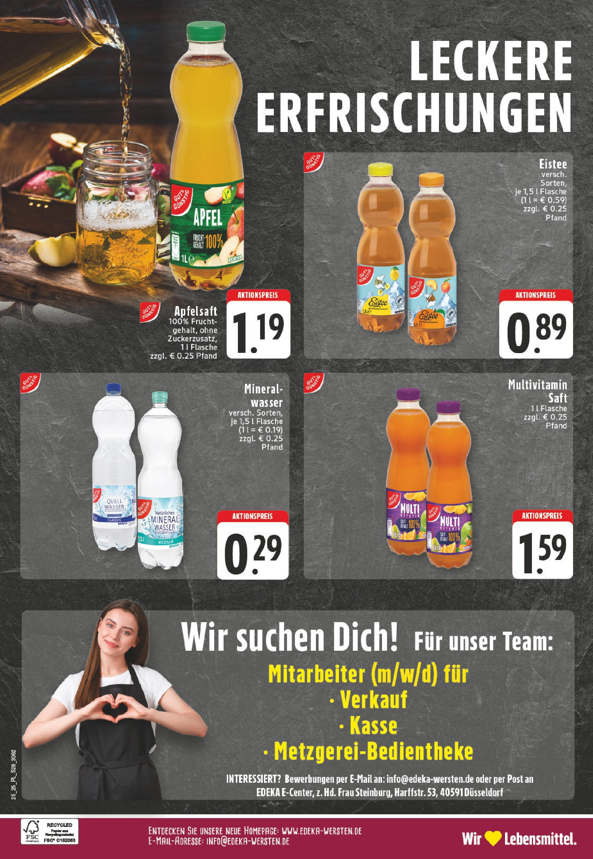 Edeka prospekt Düsseldorf-Derendorf	 (ab 15.06.2025) » Angebote Online | Seite: 28 | Produkte: Äpfel, Apfelsaft, Mineralwasser, Wasser