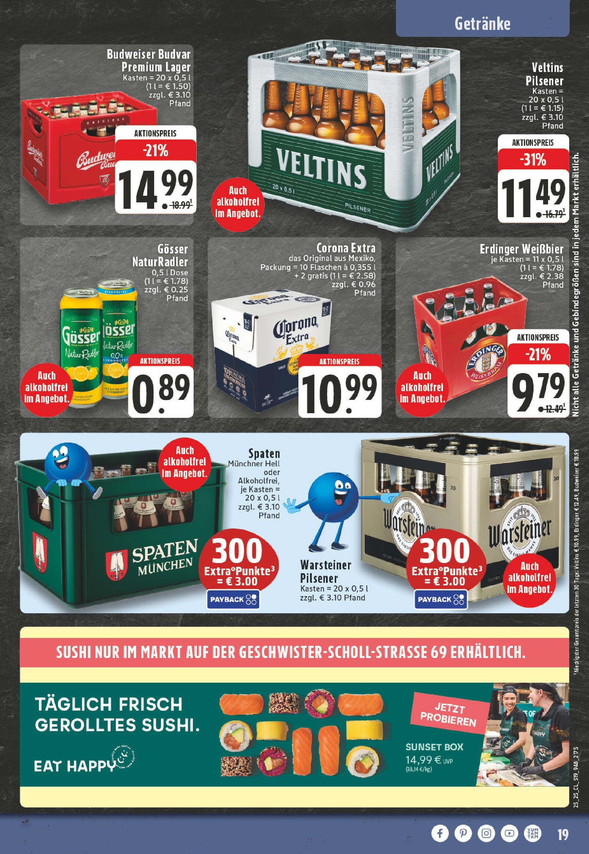 Edeka prospekt Monheim Am Rhein	 (ab 15.06.2025) » Angebote Online | Seite: 19 | Produkte: Erdinger, Weißbier, Radler, Veltins