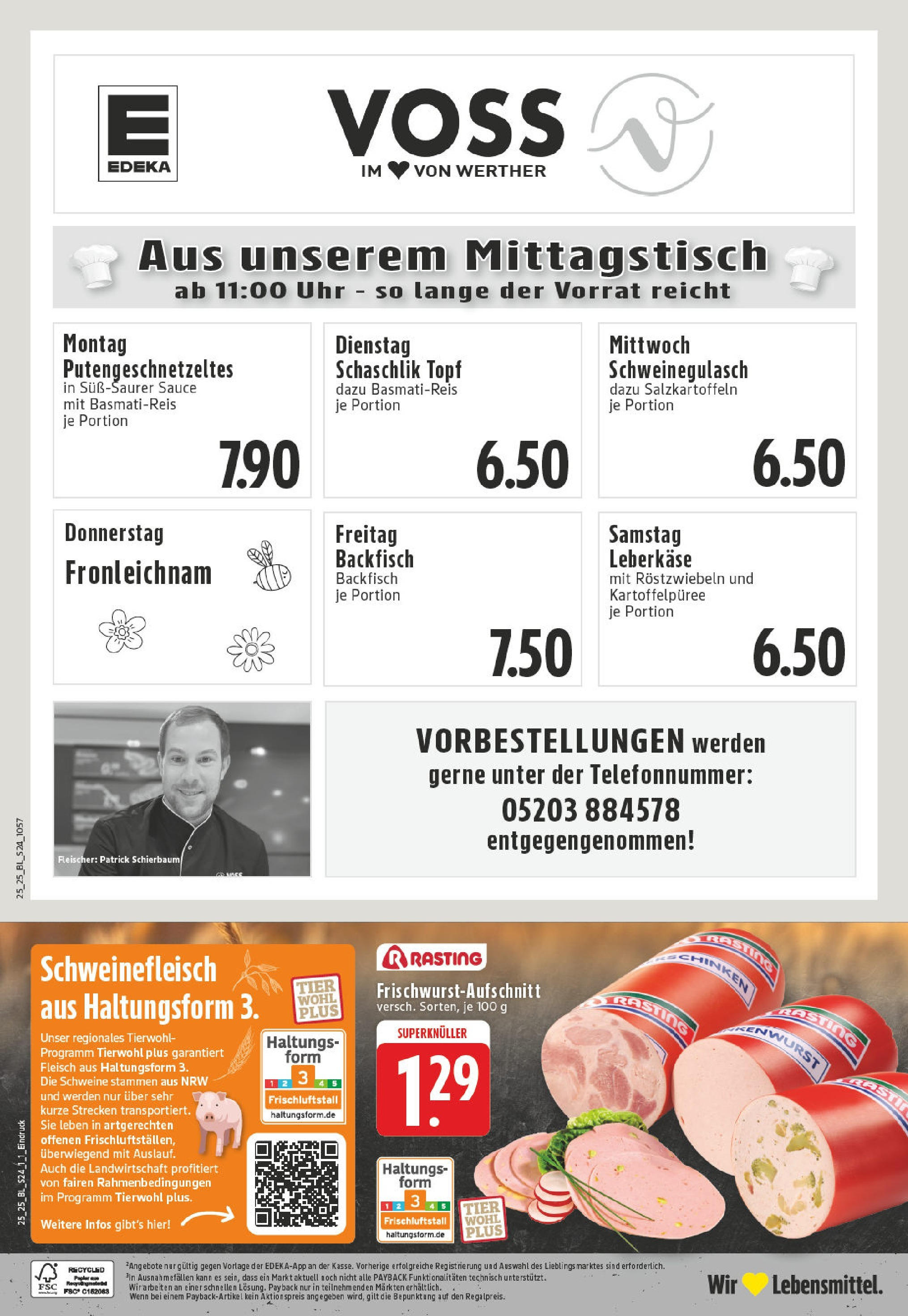 Edeka prospekt Werther	 (ab 15.06.2025) » Angebote Online | Seite: 24 | Produkte: Schweinegulasch, Schweinefleisch, Fleisch, Uhr