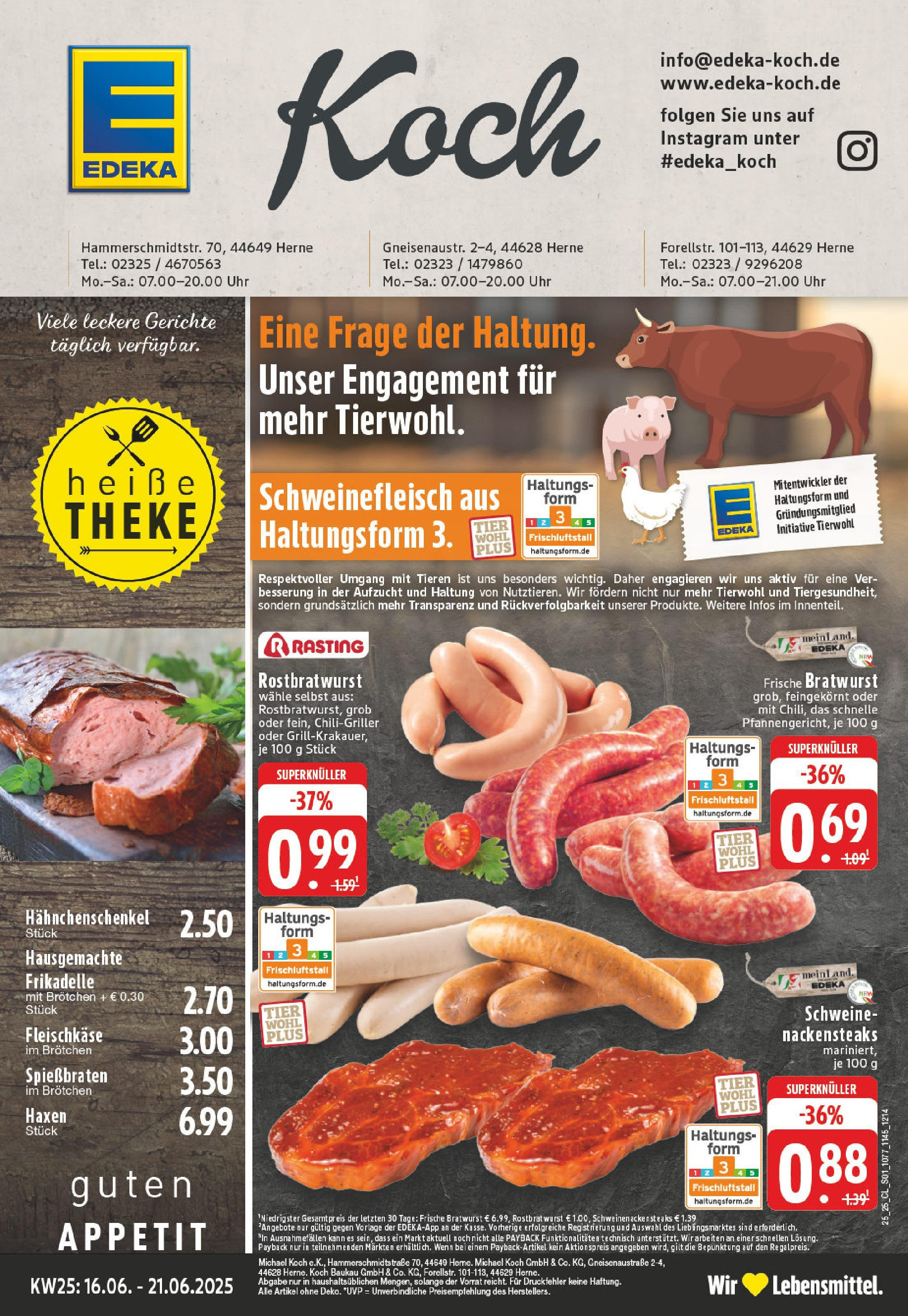 EDEKA Prospekt ab 15.06.2025 - Prospekt Herne Online Vorschau von dem Prospekt des Geschäftes Edeka, gültig ab dem 15.06.2025