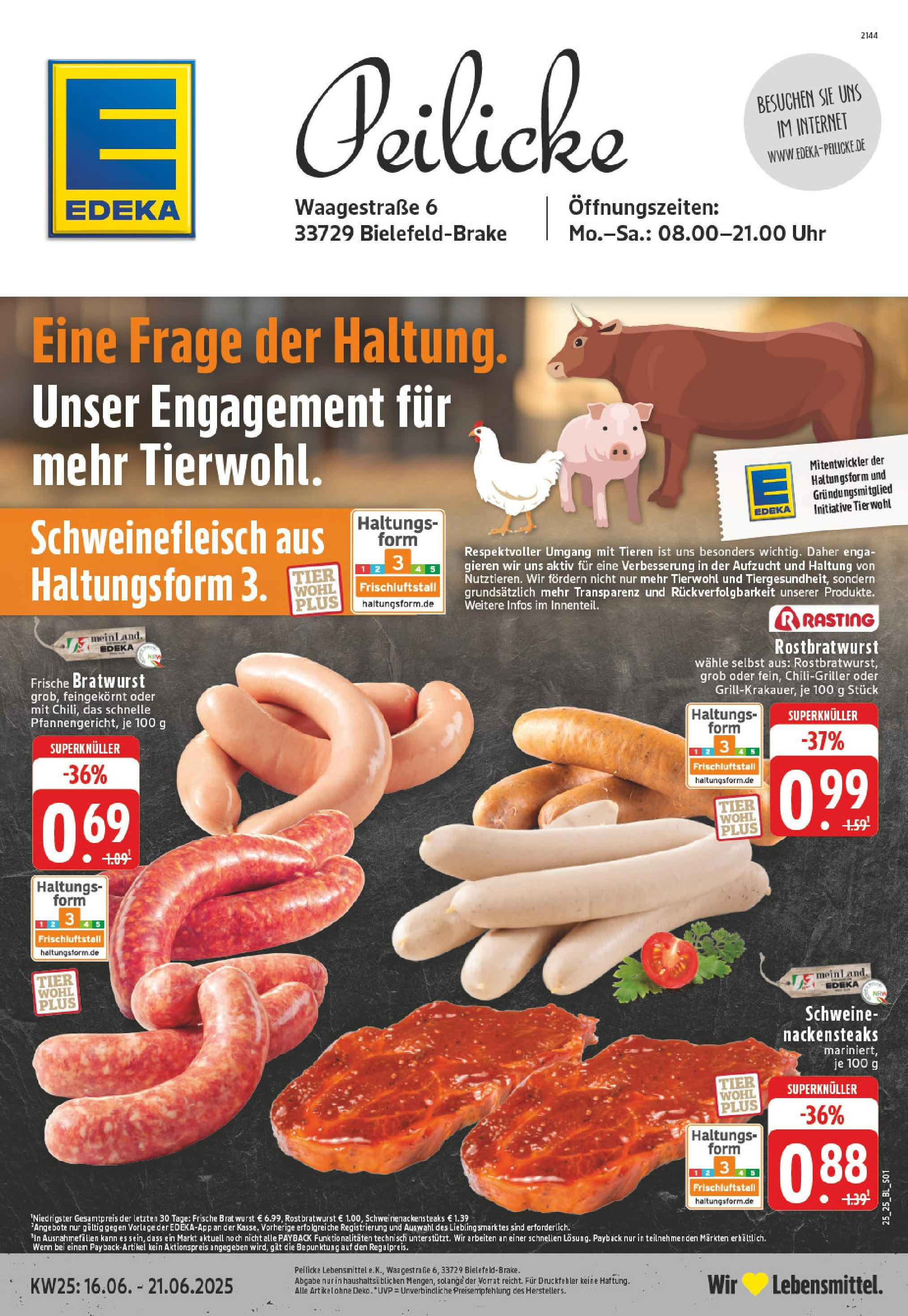 EDEKA Prospekt ab 15.06.2025 - Prospekt Bielefeld-Brake Online Vorschau von dem Prospekt des Geschäftes Edeka, gültig ab dem 15.06.2025