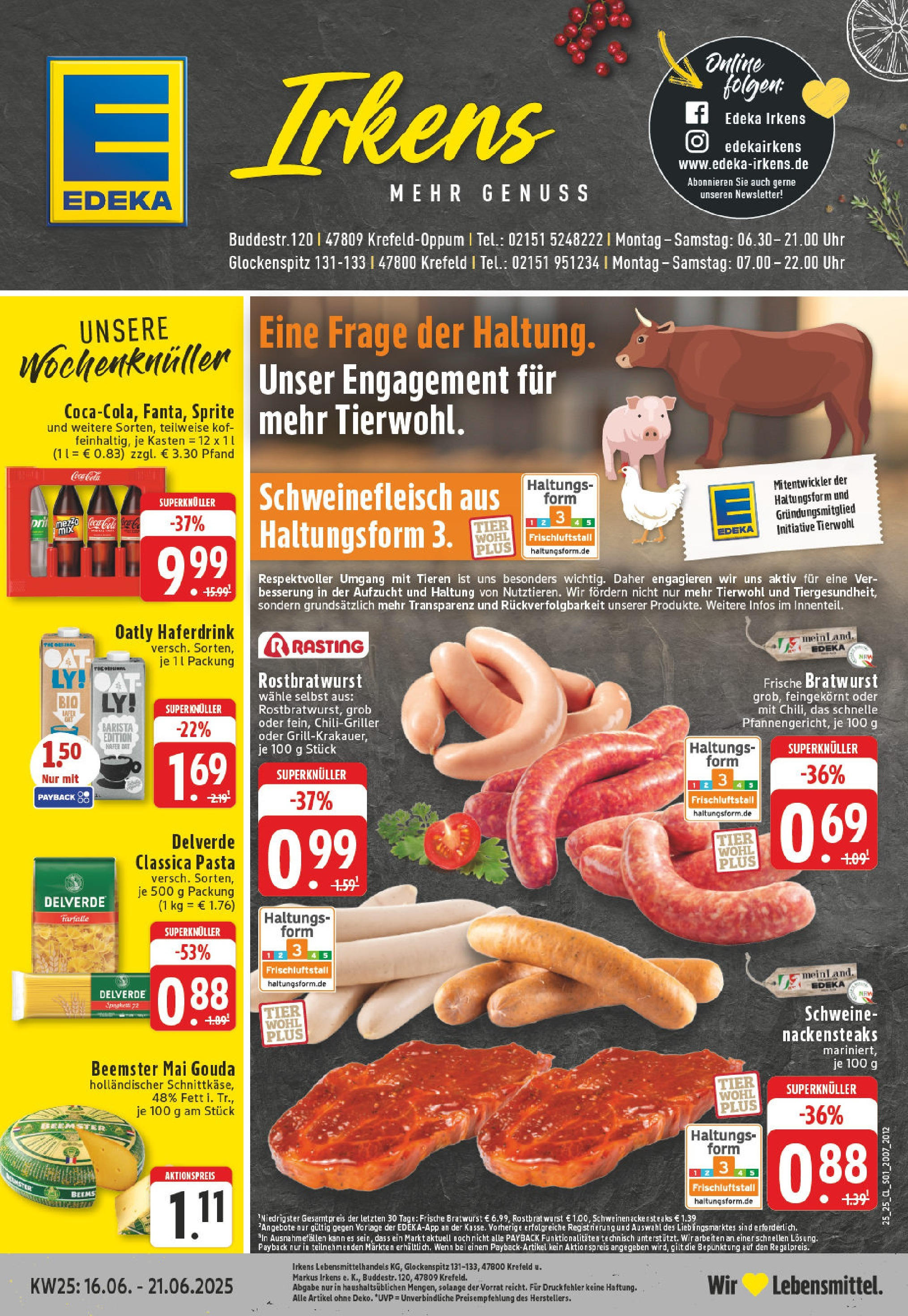 EDEKA Prospekt ab 15.06.2025 - Prospekt Krefeld Online Vorschau von dem Prospekt des Geschäftes Edeka, gültig ab dem 15.06.2025