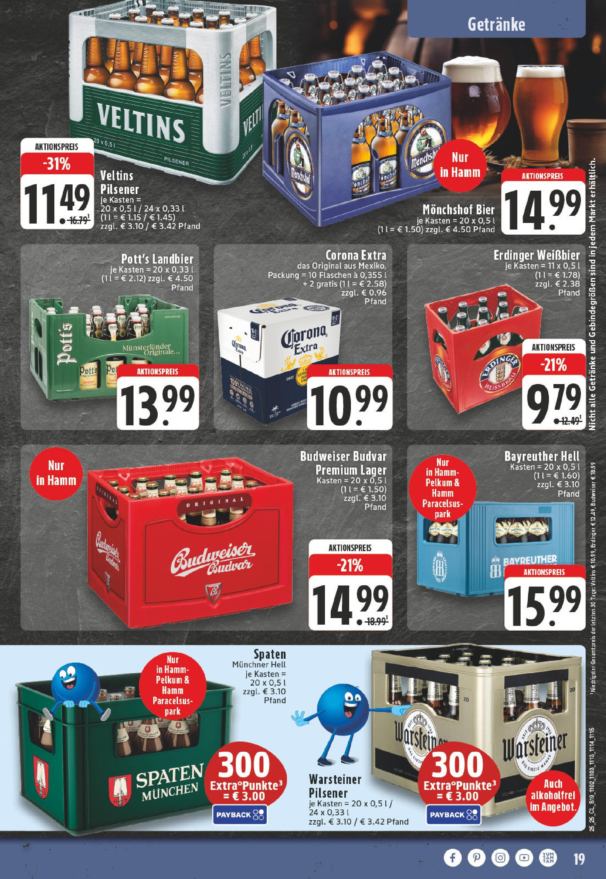 Edeka prospekt Hamm	 (ab 15.06.2025) » Angebote Online | Seite: 19 | Produkte: Erdinger, Warsteiner, Budweiser, Veltins