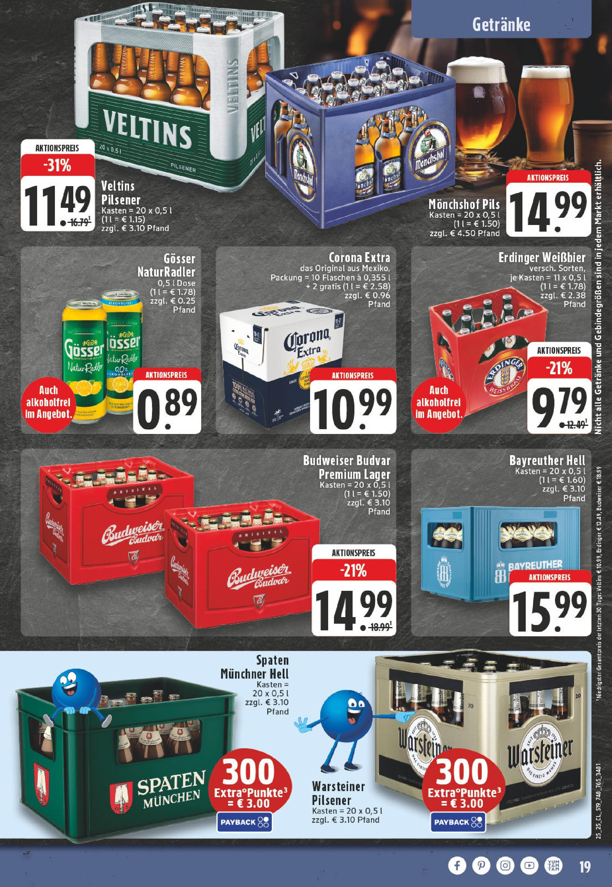 Edeka prospekt Mönchengladbach-Rheydt	 (ab 15.06.2025) » Angebote Online | Seite: 19 | Produkte: Bayreuther hell, Monchshof, Erdinger, Warsteiner