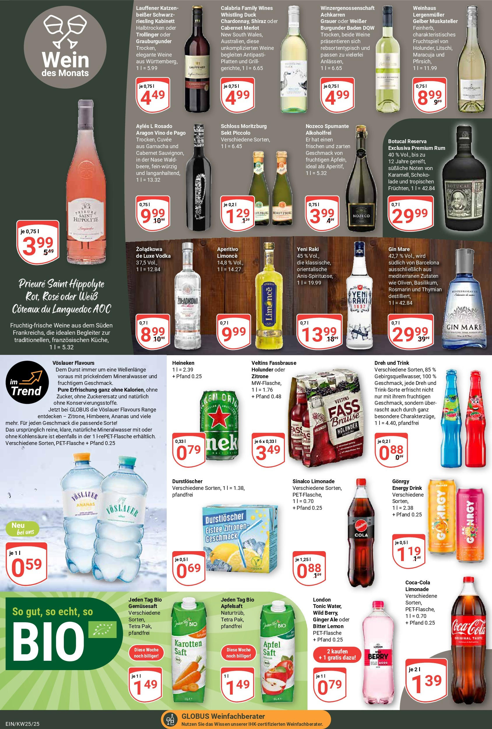 Globus prospekt Homburg-Einöd	 (ab 15.06.2025) » Angebote online | Seite: 16 | Produkte: Mineralwasser, Apple, Vodka, Gin