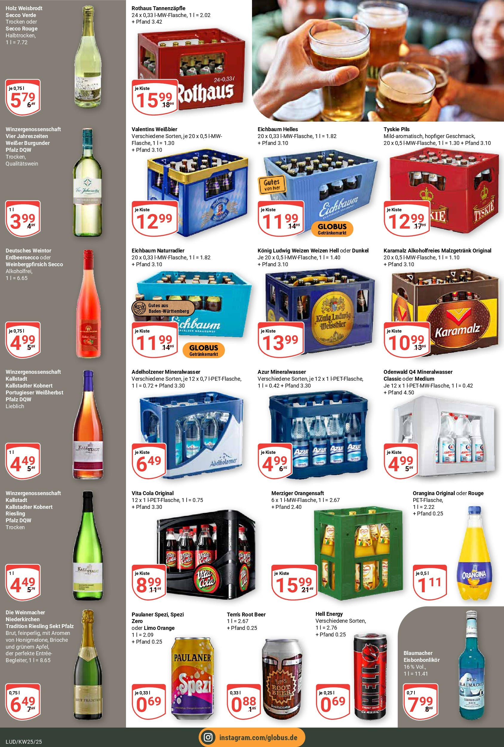 Globus prospekt Ludwigshafen-Oggersheim	 (ab 15.06.2025) » Angebote online | Seite: 15 | Produkte: Bier, Adelholzener, Rouge, Paulaner