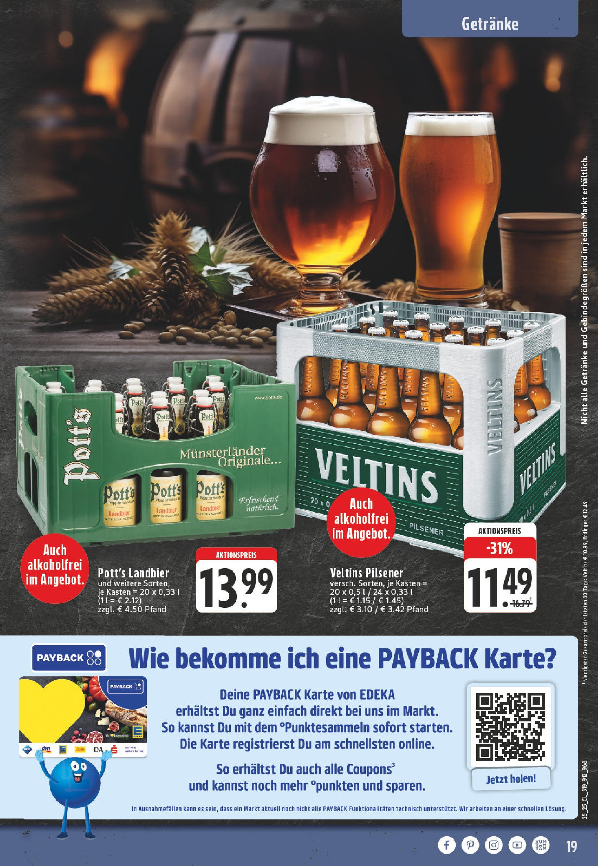 Edeka prospekt Beckum	 (ab 15.06.2025) » Angebote Online | Seite: 19 | Produkte: Erdinger, Veltins