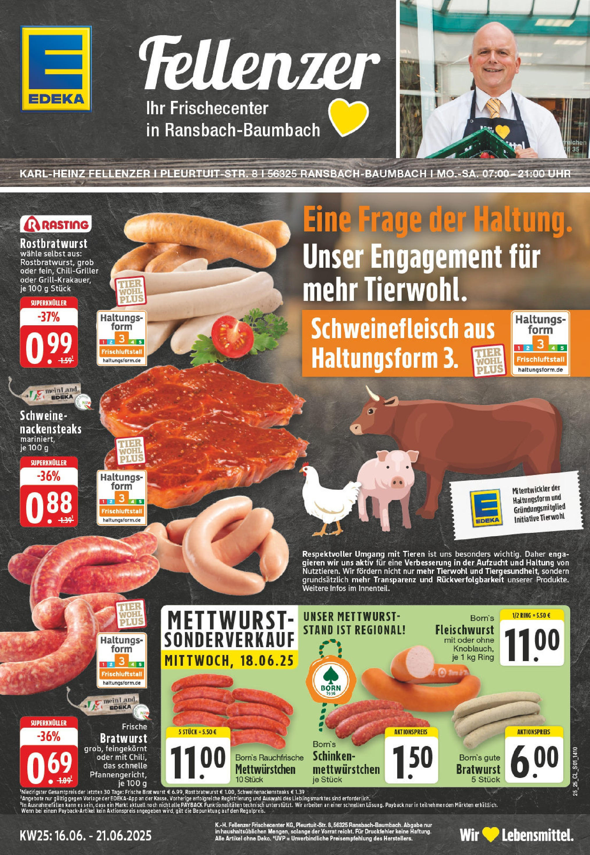 EDEKA Prospekt ab 15.06.2025 - Prospekt Ransbach-Baumbach Online Vorschau von dem Prospekt des Geschäftes Edeka, gültig ab dem 15.06.2025