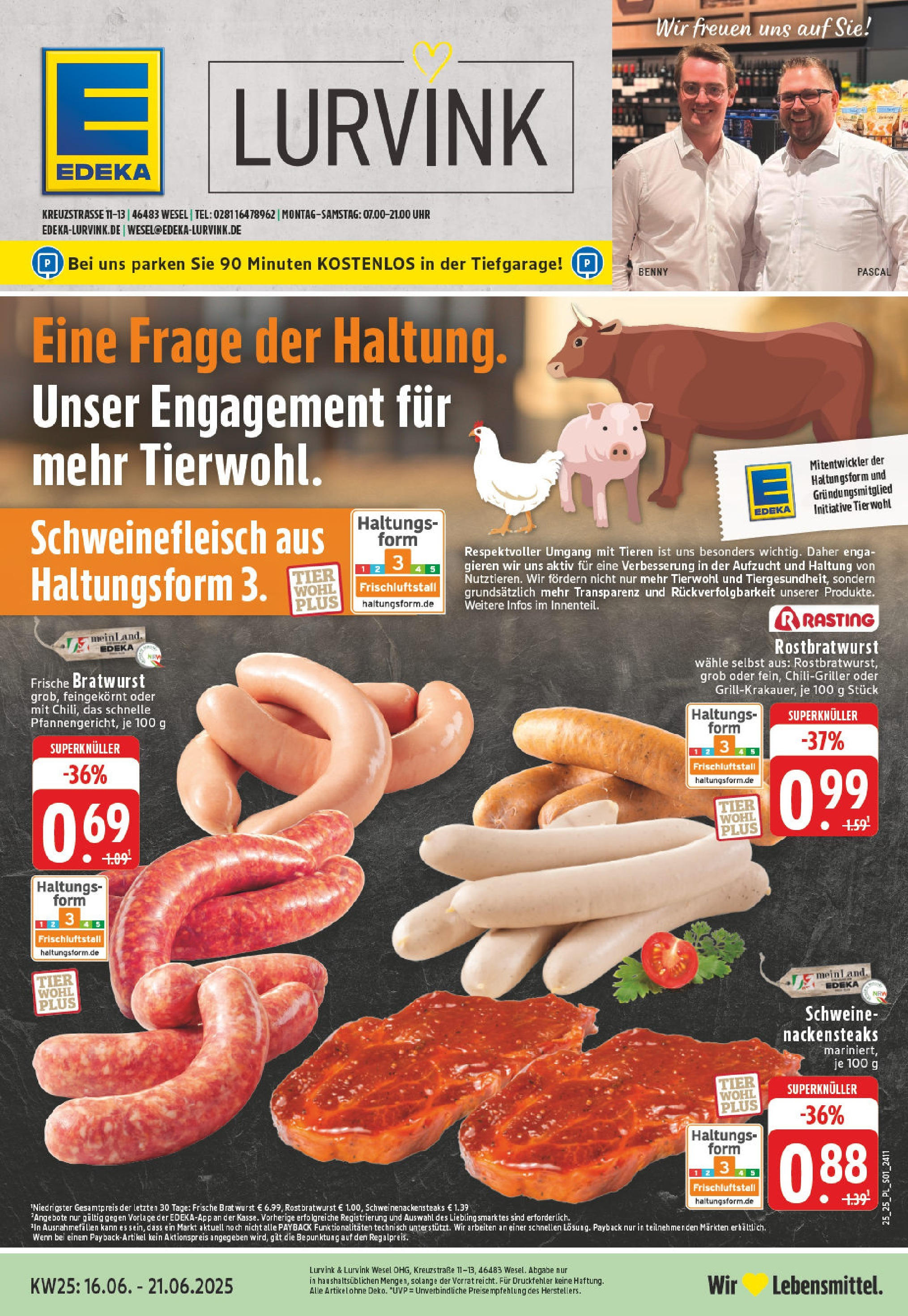 EDEKA Prospekt ab 15.06.2025 - Prospekt Wesel Online Vorschau von dem Prospekt des Geschäftes Edeka, gültig ab dem 15.06.2025