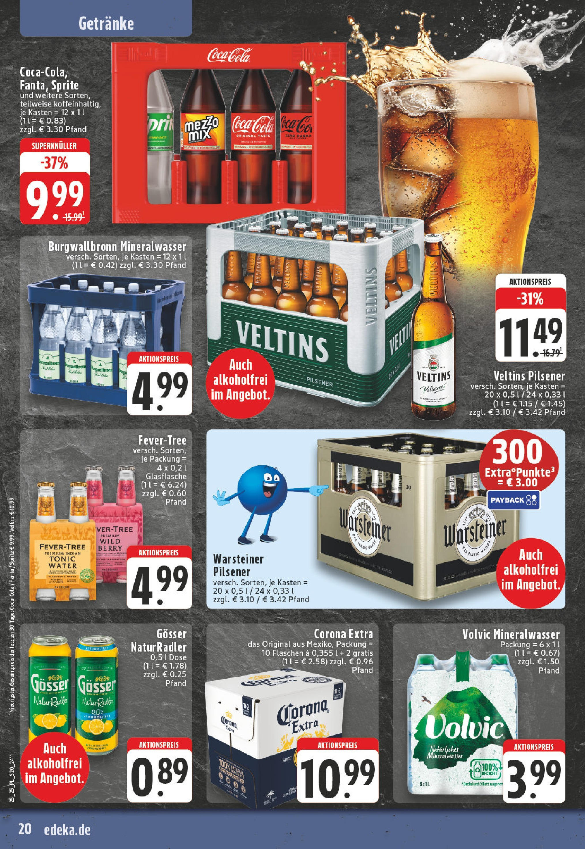 Edeka prospekt Wesel	 (ab 15.06.2025) » Angebote Online | Seite: 20 | Produkte: Coca cola, Cola, Mineralwasser, Veltins