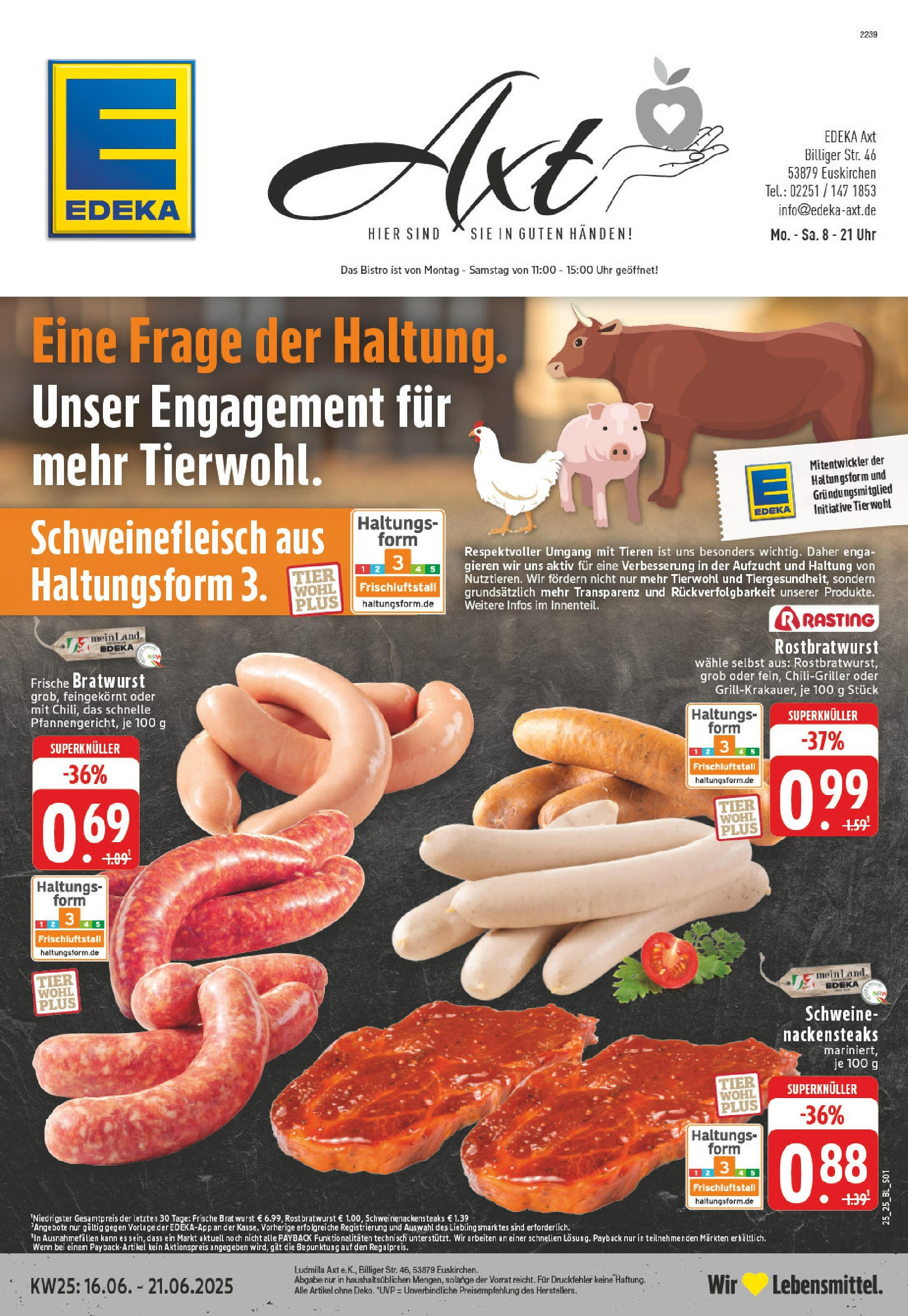 EDEKA Prospekt ab 15.06.2025 - Prospekt Euskirchen Online Vorschau von dem Prospekt des Geschäftes Edeka, gültig ab dem 15.06.2025