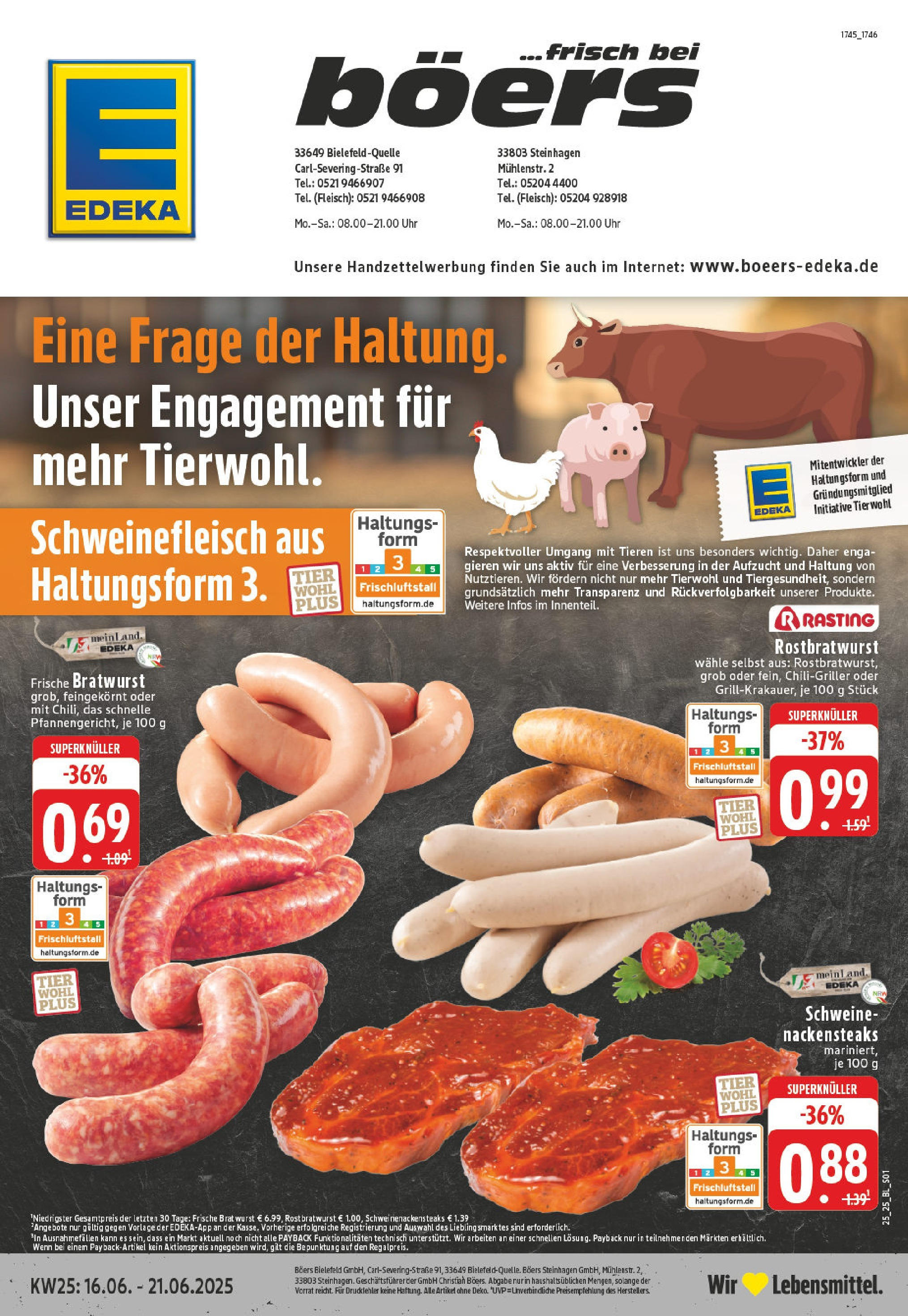EDEKA Prospekt ab 15.06.2025 - Prospekt Bielefeld Online Vorschau von dem Prospekt des Geschäftes Edeka, gültig ab dem 15.06.2025