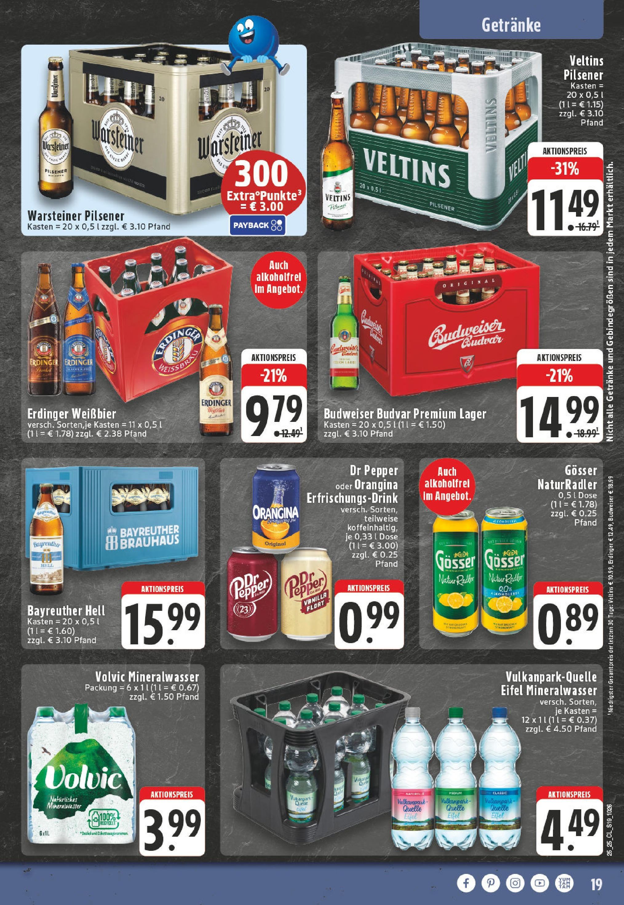 Edeka prospekt Koblenz	 (ab 15.06.2025) » Angebote Online | Seite: 19 | Produkte: Bayreuther hell, Budweiser, Volvic, Veltins