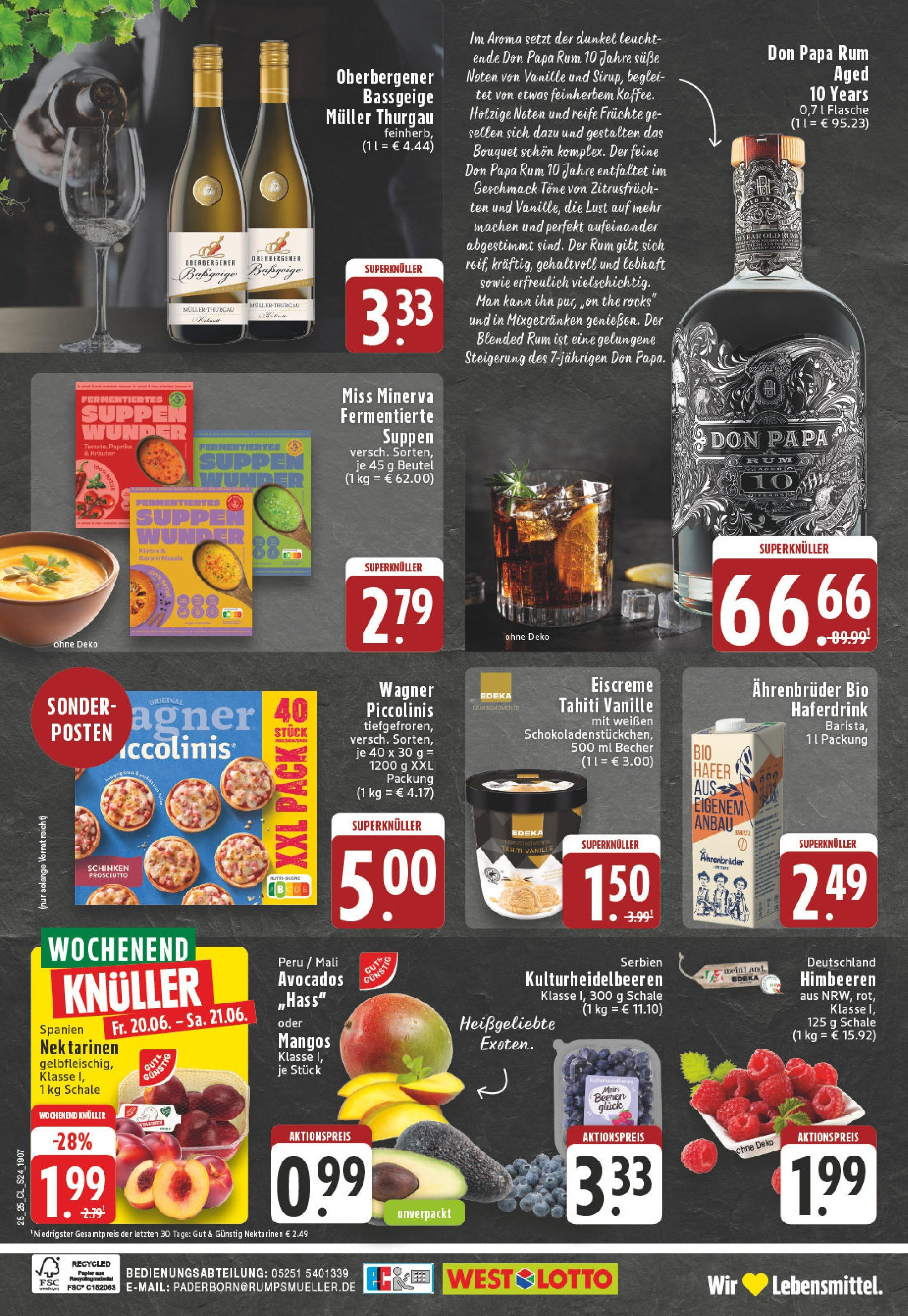 Edeka prospekt Paderborn	 (ab 15.06.2025) » Angebote Online | Seite: 24 | Produkte: Nektarinen, Rum, Eiscreme, Schinken
