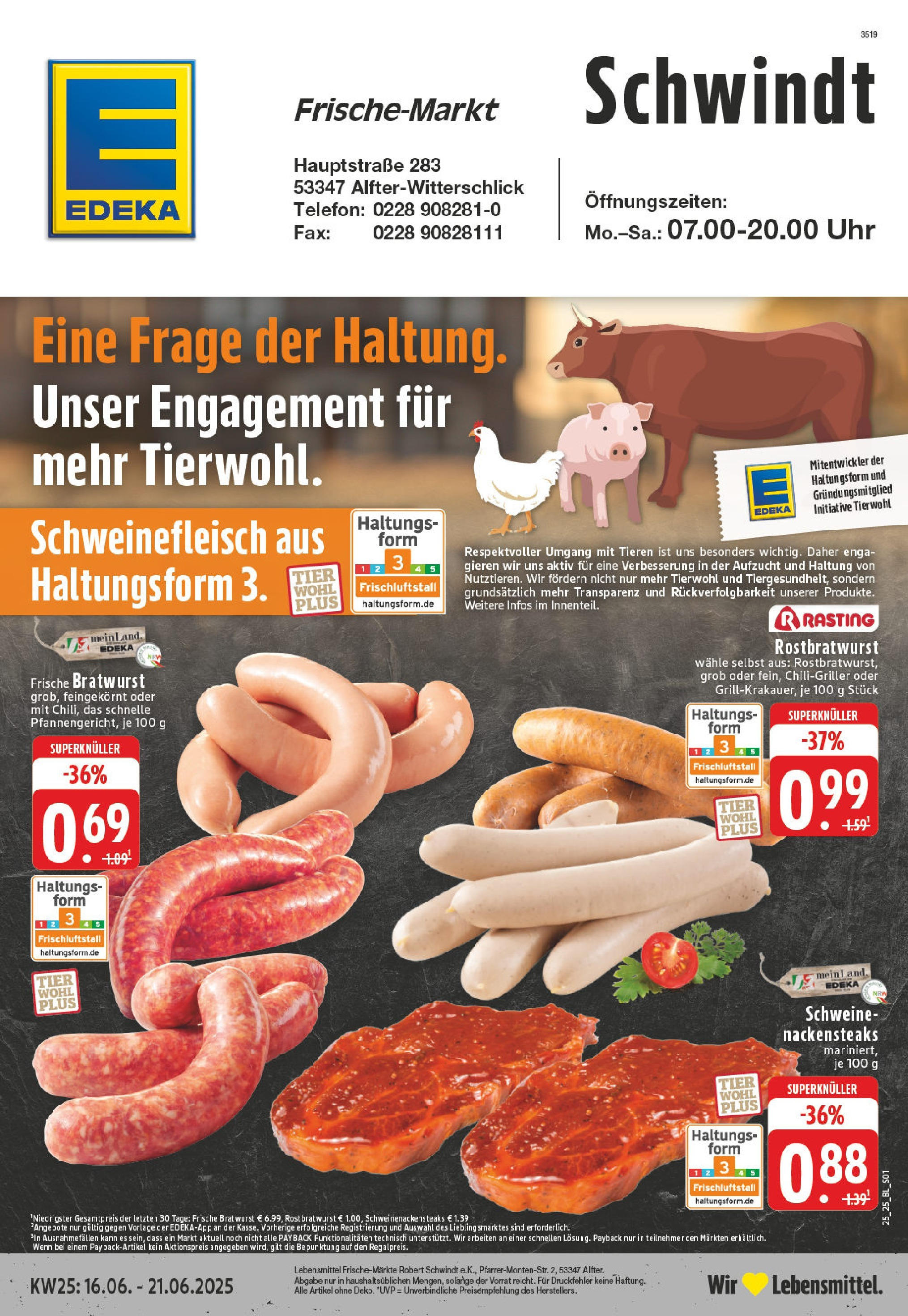 EDEKA Prospekt ab 15.06.2025 - Prospekt Alfter-Witterschlick Online Vorschau von dem Prospekt des Geschäftes Edeka, gültig ab dem 15.06.2025