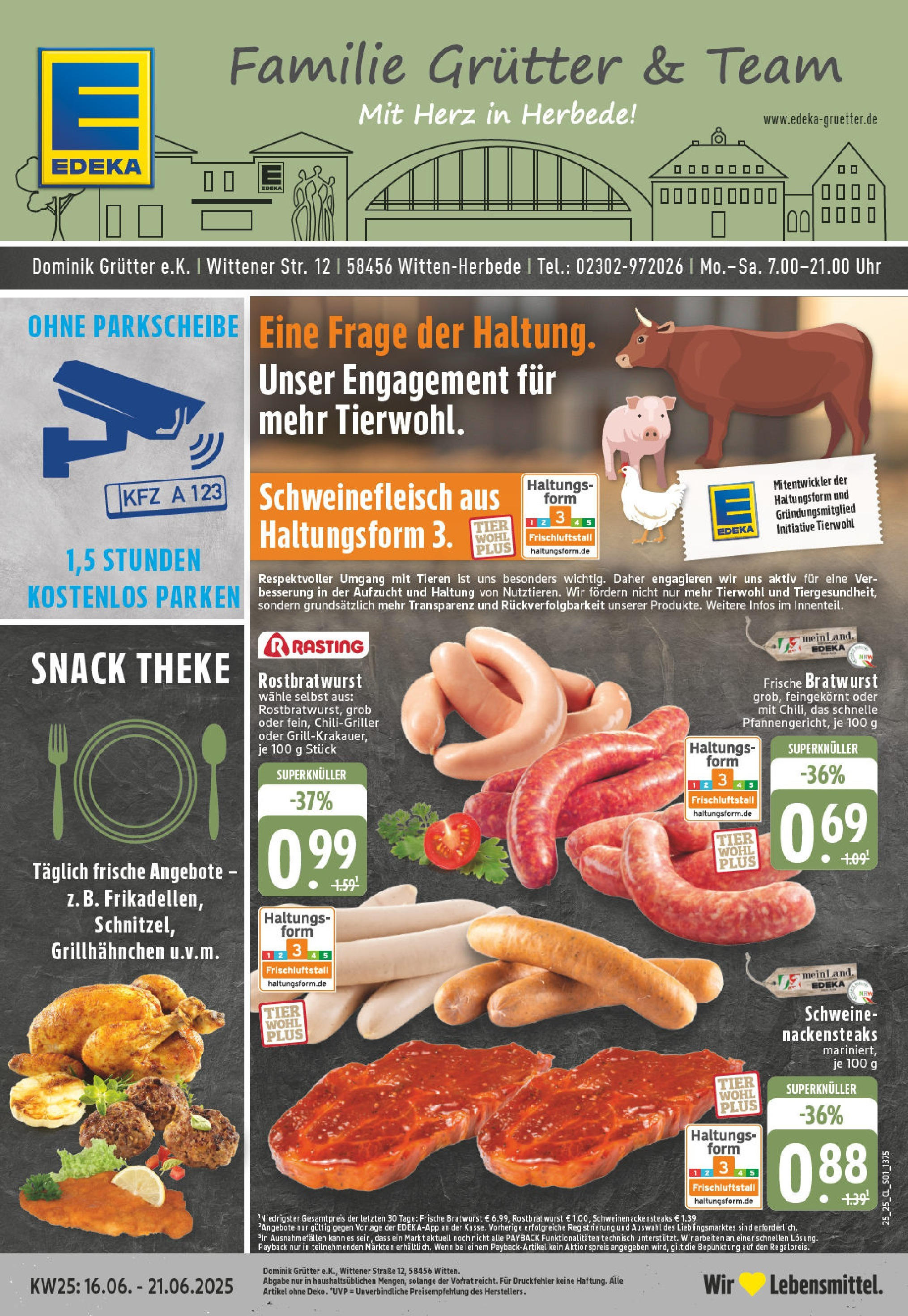 EDEKA Prospekt ab 15.06.2025 - Prospekt Witten-Herbede Online Vorschau von dem Prospekt des Geschäftes Edeka, gültig ab dem 15.06.2025